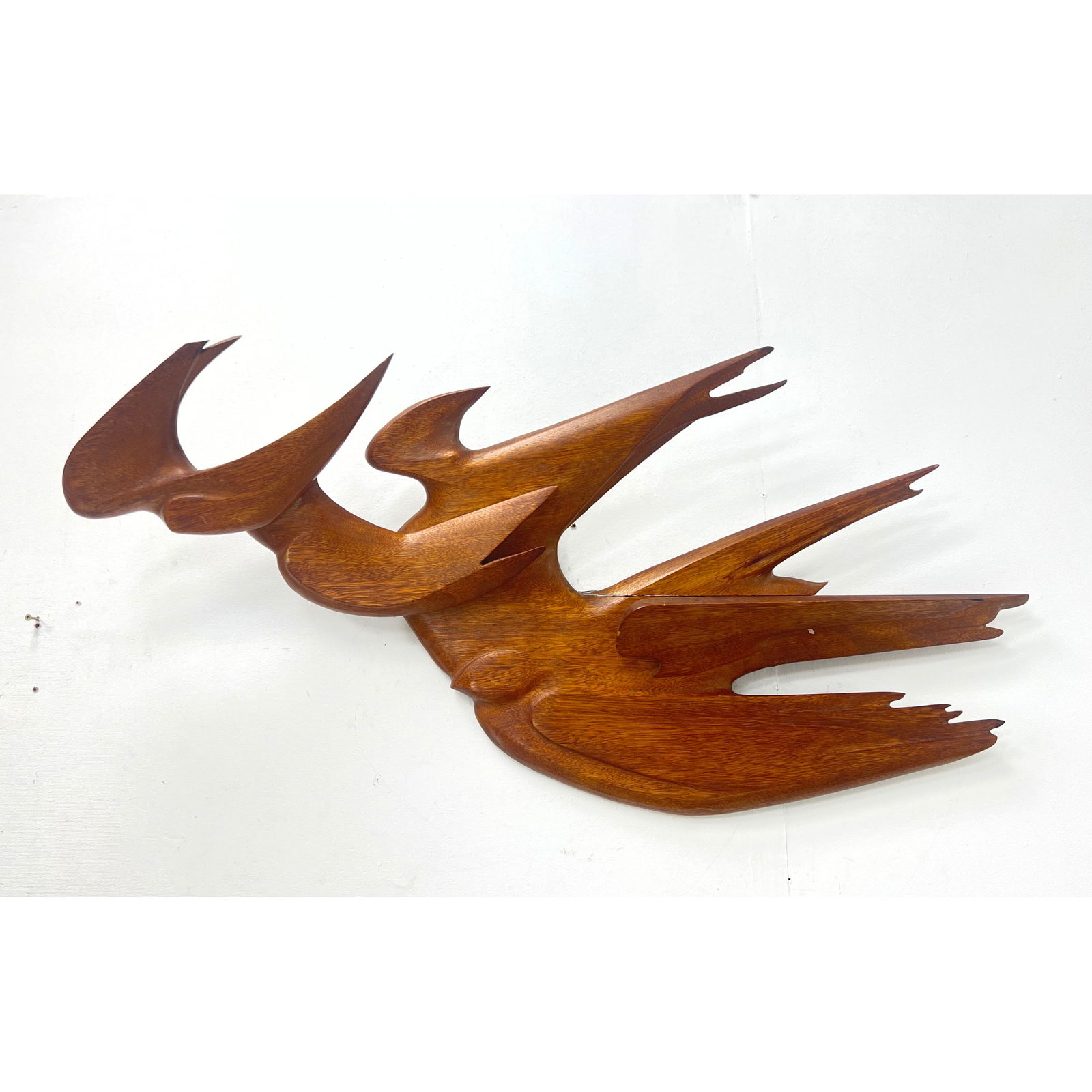 HOMER GUNN Carved Wood Modernist Wall Sculpture. Stylized Birds. Artisan Signed. (1 of 9)