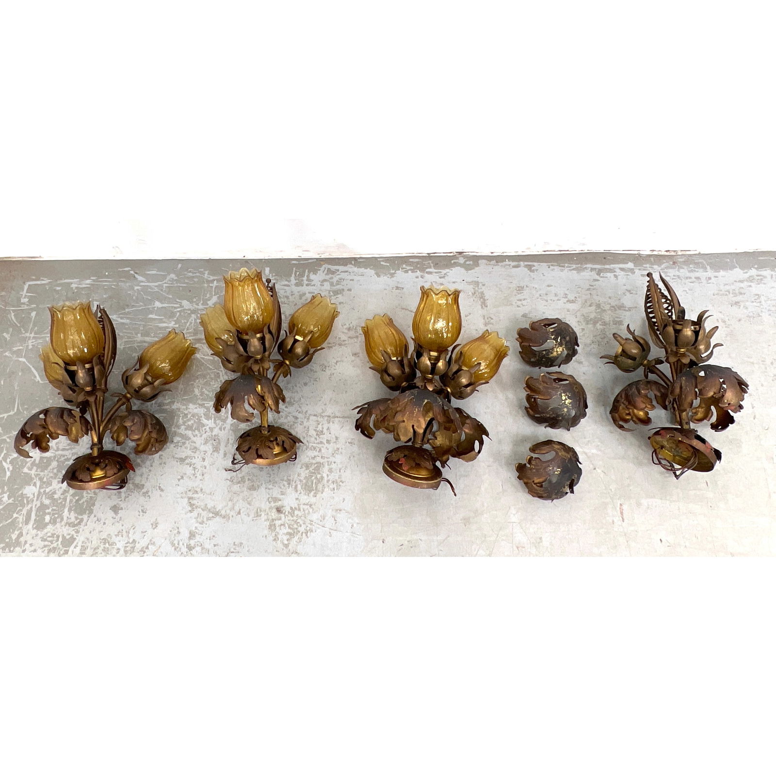 Italian gilt metal floral wall sconces (1 of 20)