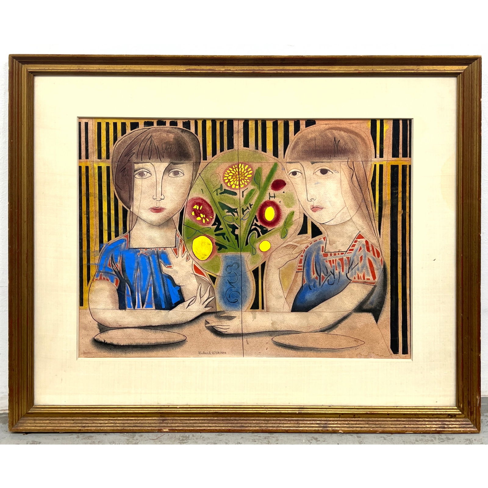 Richard Wilt Mixed Media on Paper Painting 1958. Mid Century Modern (1 of 8)