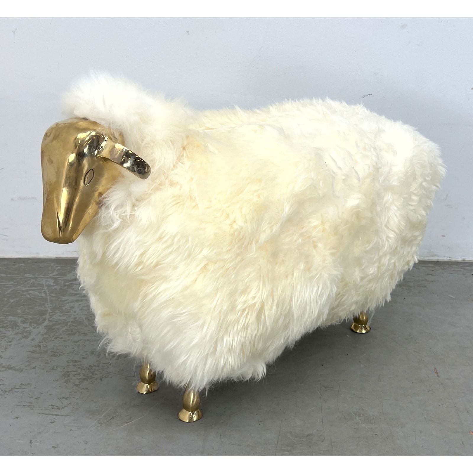 Francois-Xavier Lalanne Style Sheep Sculpture. Fur With Brass Head And Legs (1 of 7)