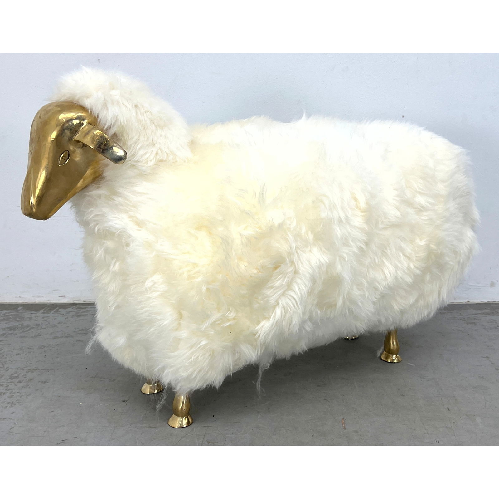 Francois-Xavier Lalanne Style Sheep Sculpture. Fur With Brass Head And Legs (1 of 8)