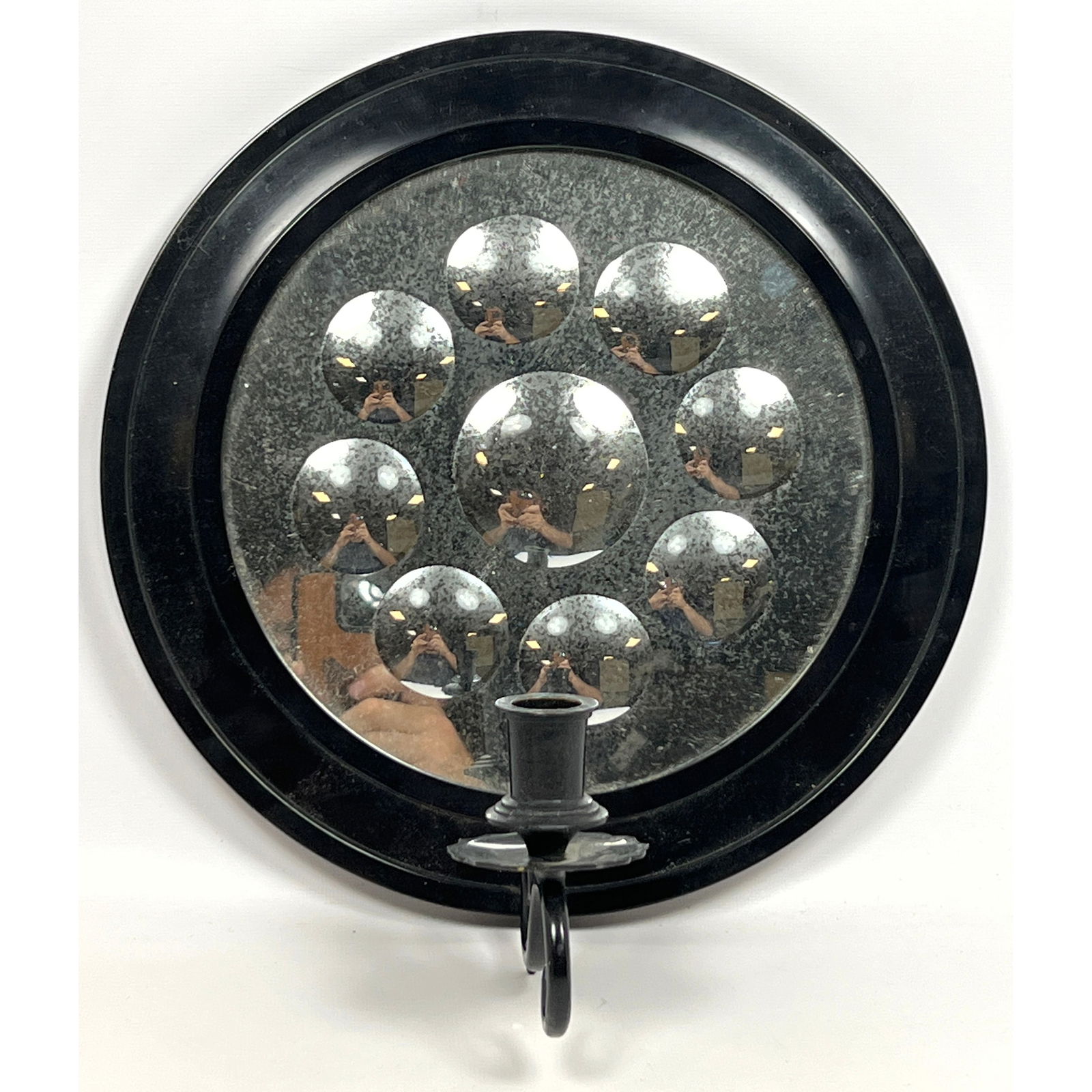 Collection 99 Fornasetti style wall candle sconce. Dimpled mirror. (1 of 7)