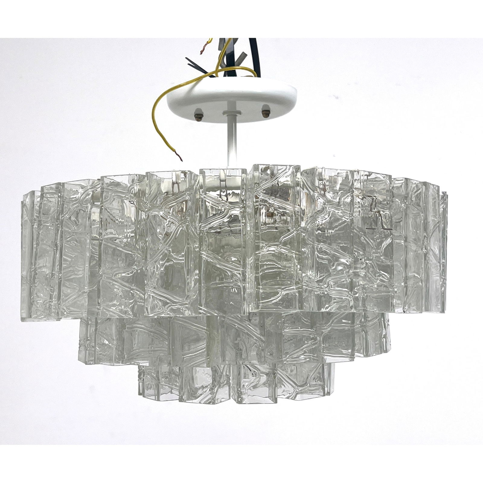Vintage Mid Century Modern Chandelier Ceiling Lamp. Square tube Murano Pendant Prisms. (1 of 9)