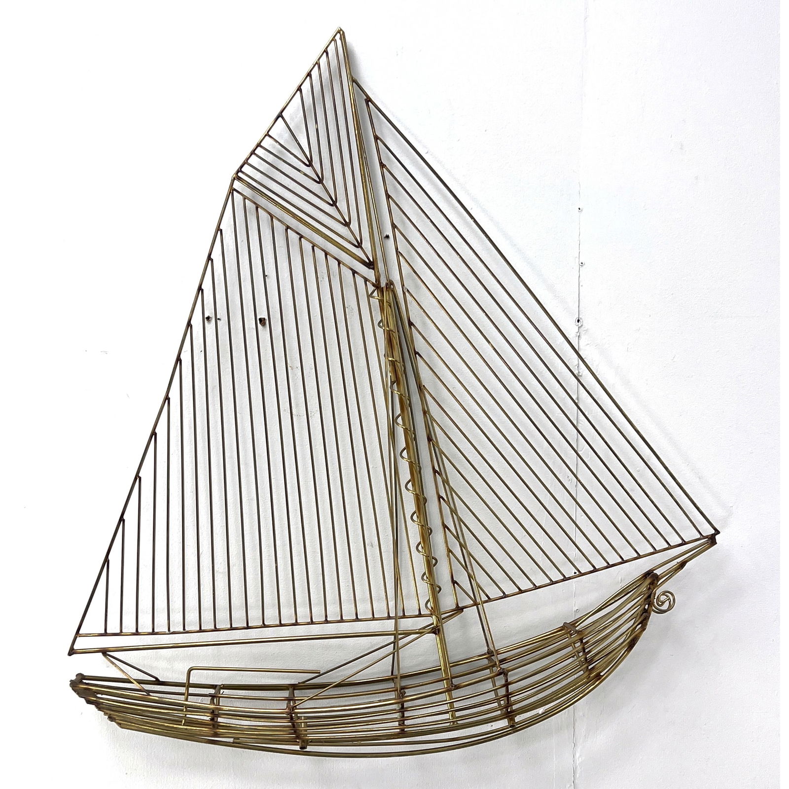 Curtis Jere Signed Brass Sailboat Sculpture. Can hang but probably missing stand base. (1 of 10)
