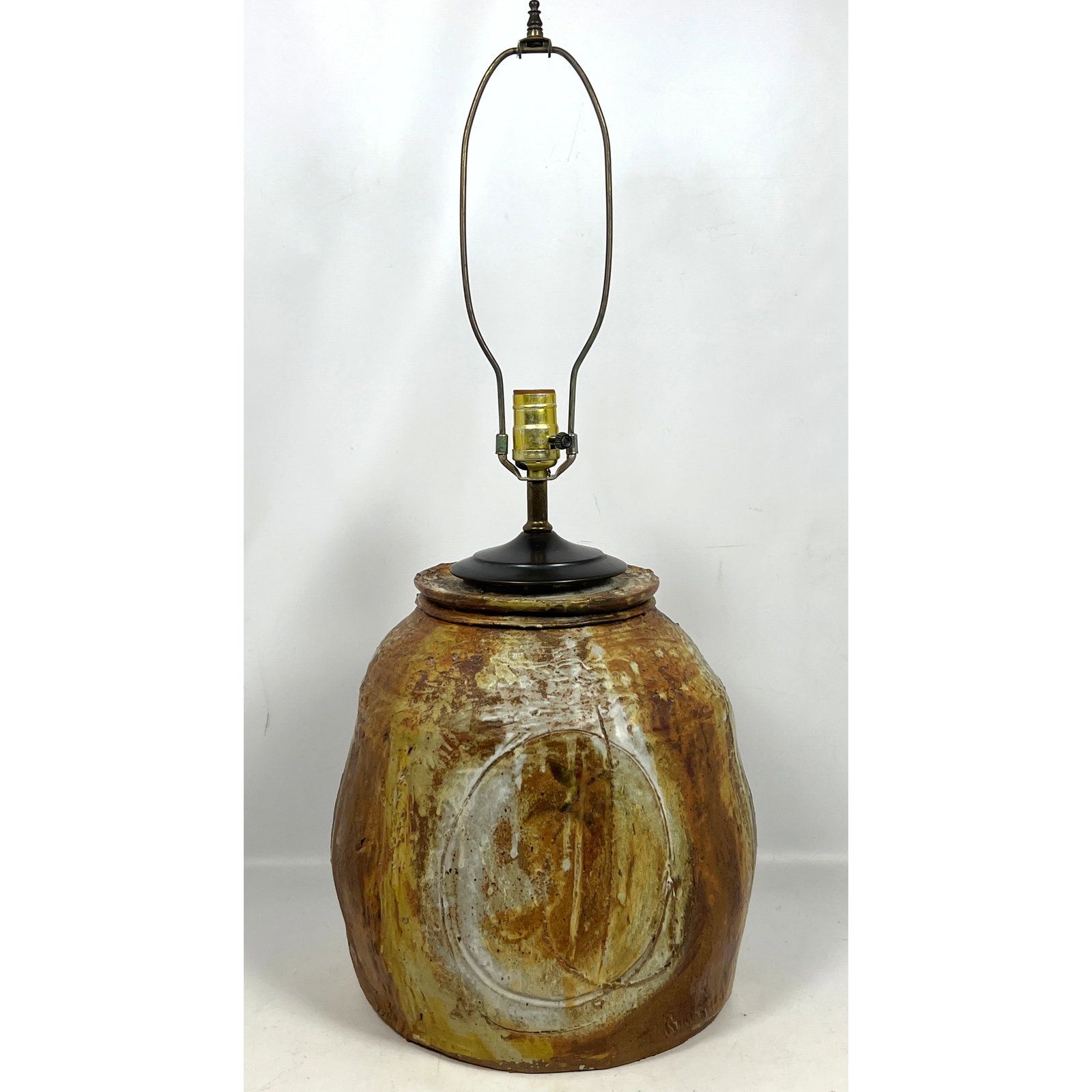 Studio-made Pottery Table Lamp. Abstract design. Vintage. signed. (1 of 11)