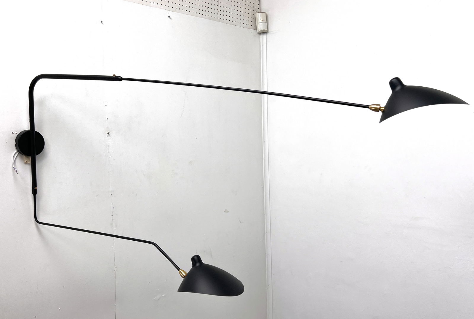 Serge Mouille style Double Arm Wall Mount Lamp. (1 of 9)