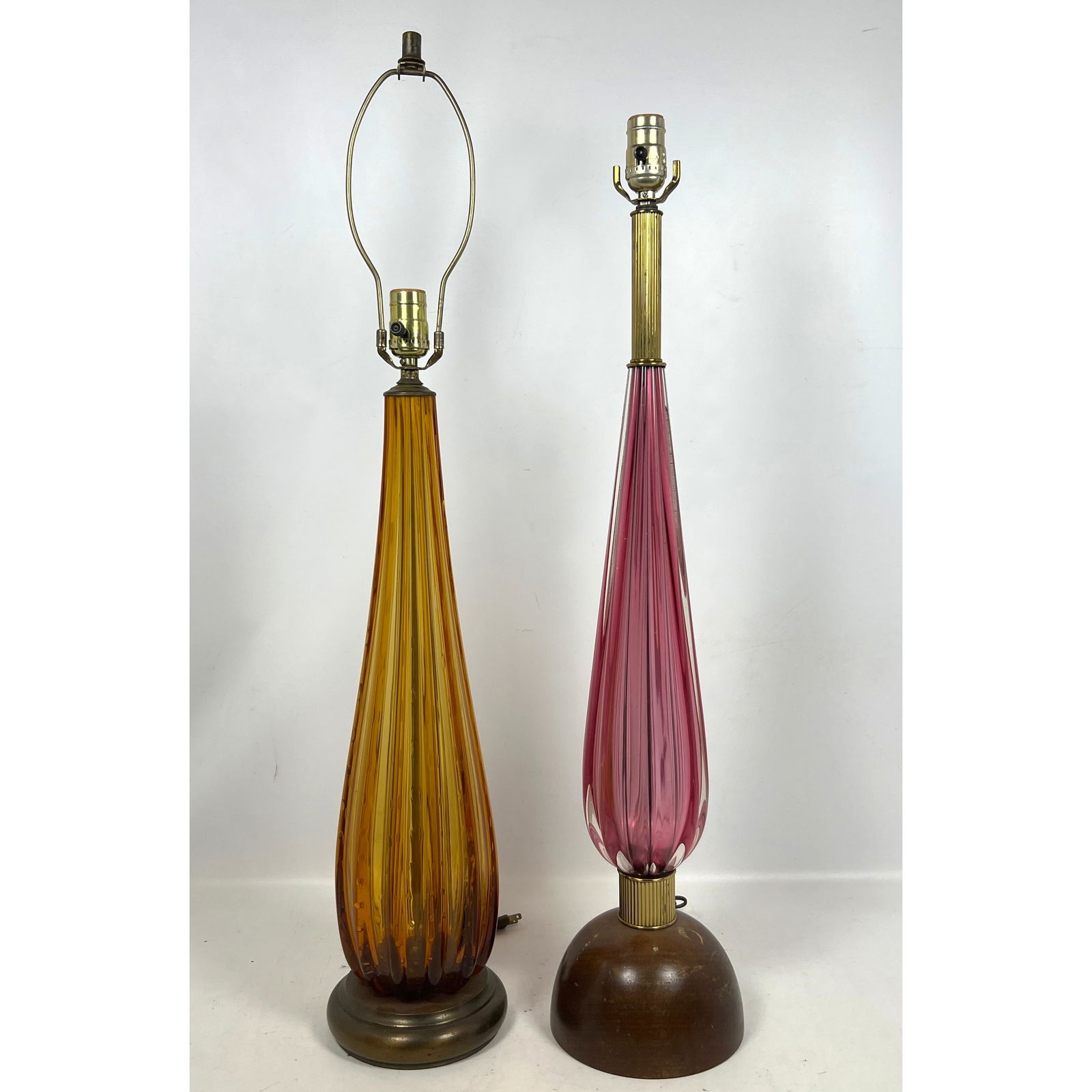 2pcs Murano Art Glass Table Lamps. Glass in good condition. (1 of 16)