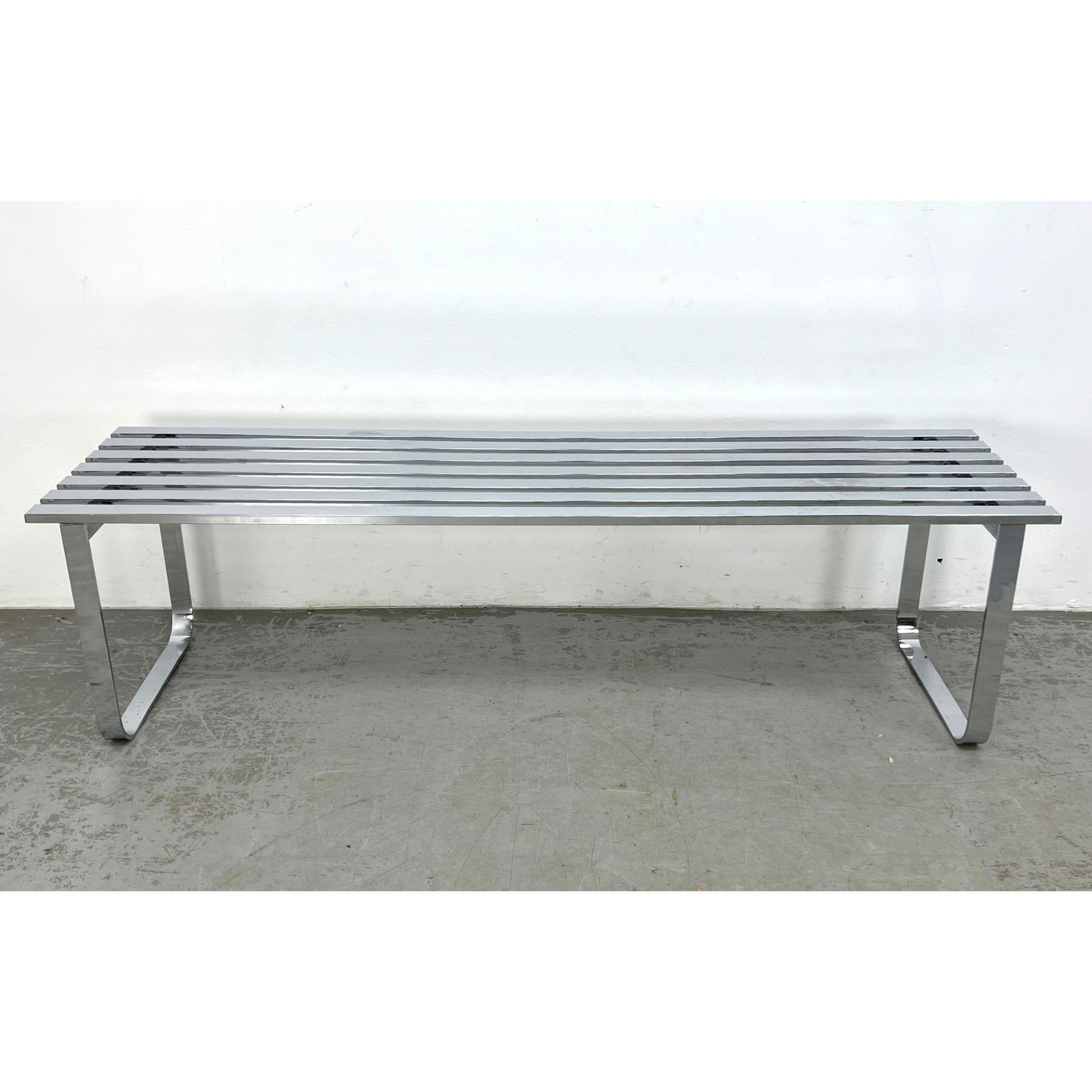 Chrome Chrome Slat Bench. Contemporary. (1 of 9)