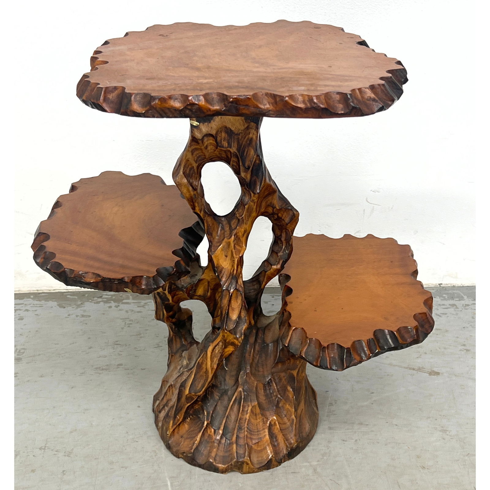 Vintage Traditional Japanese Root Carved 3-Tier Bonsai Plant Stand (1 of 10)