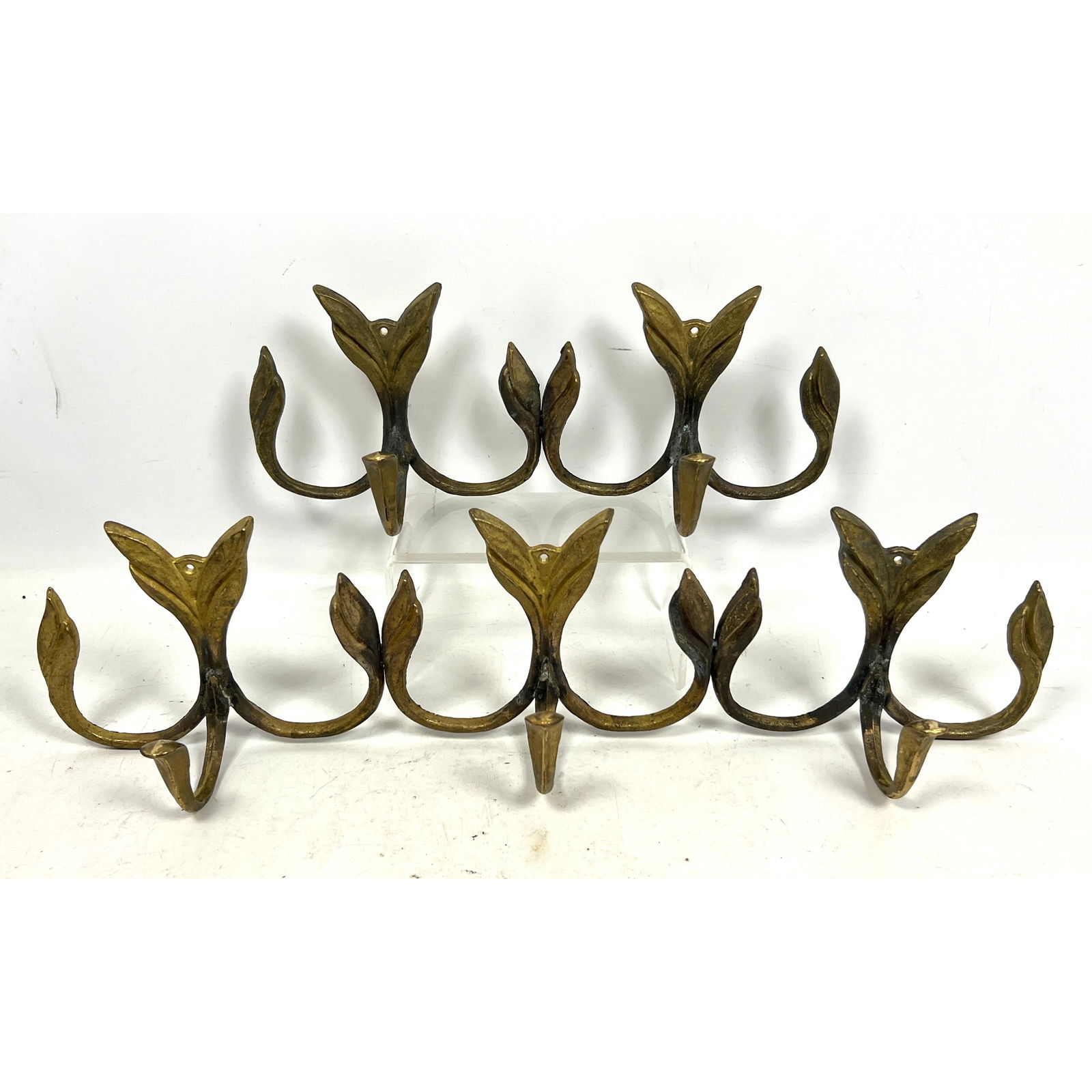 2pcs Vintage Metal Wall Mount Coat Hooks. Leaf design. (1 of 11)