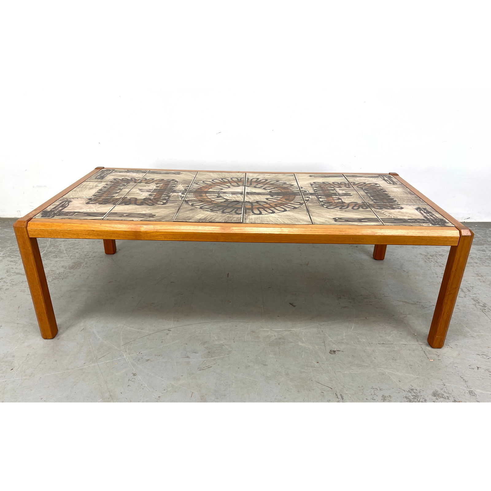 Danish Modern Teak Decorated Tile Top Coffee Table. (1 of 11)