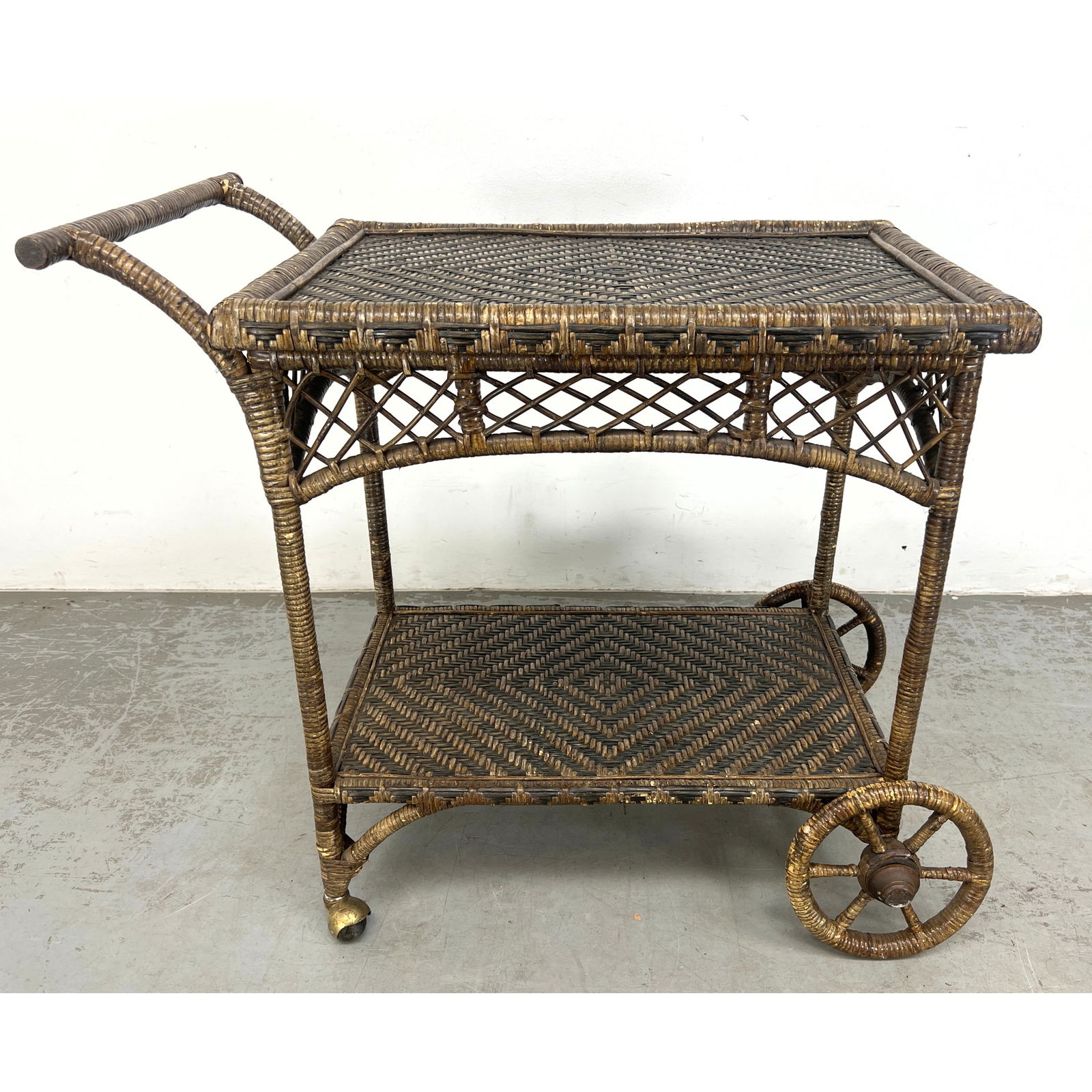 Wrapped Rattan Bar Cart Tea Trolley. (1 of 13)