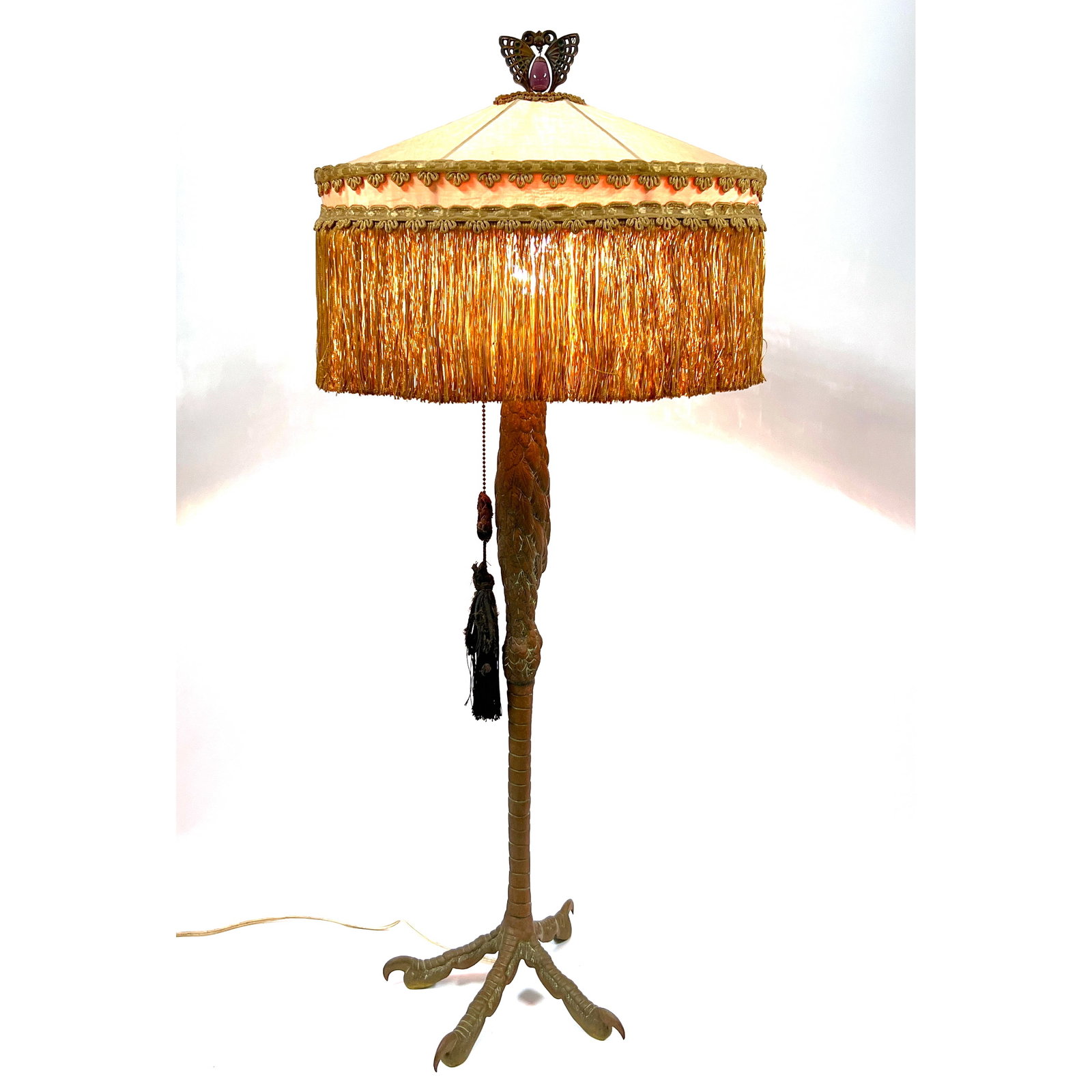 Antique Bronze Ostrich Foot Lamp. Intricately sculpted to resemble a bird's leg and claw foot. (1 of 16)