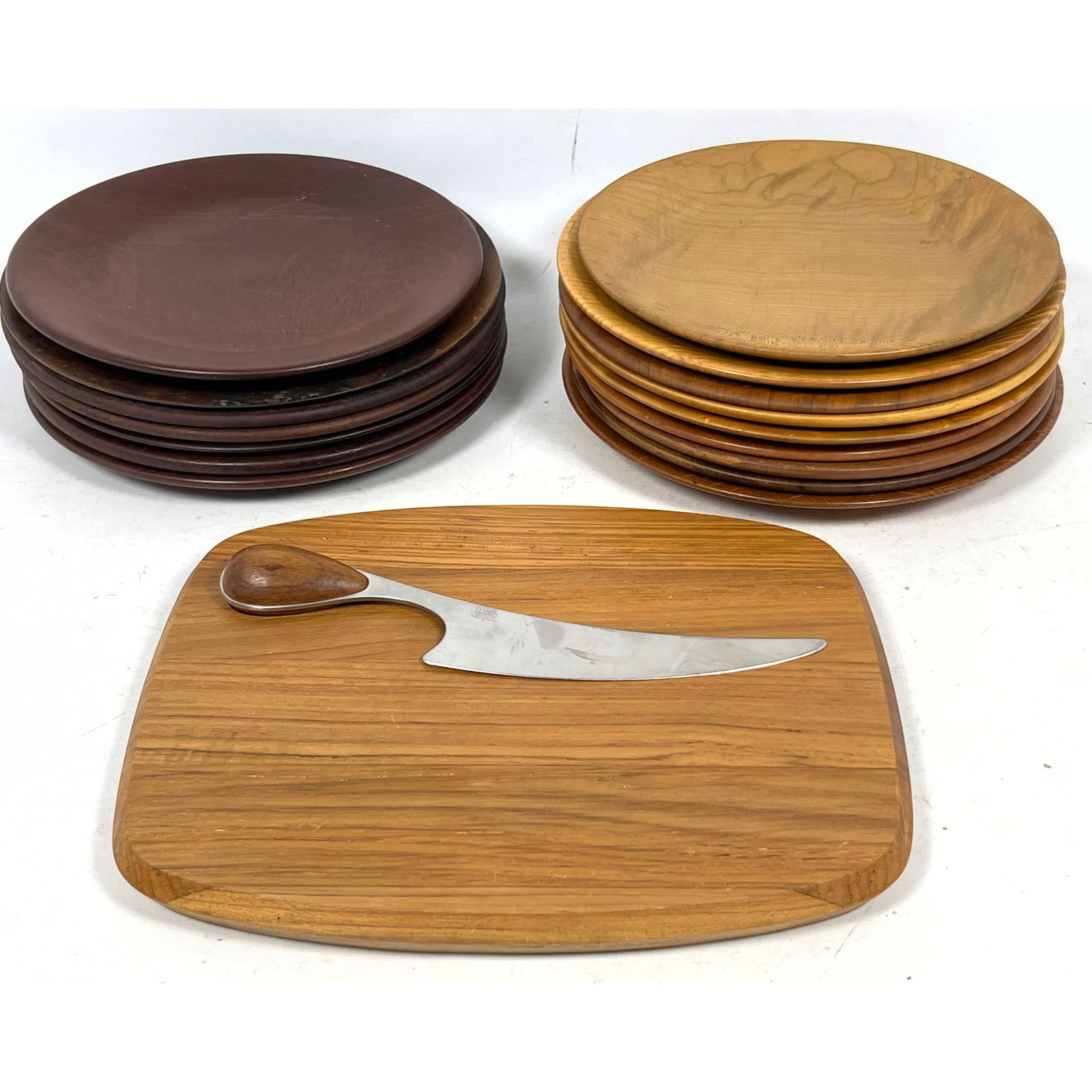 Mid Century Modern wood Tablewares. Artisan wooden S Tobey 56 exotic wood plates signed Tobey 1956. (1 of 16)