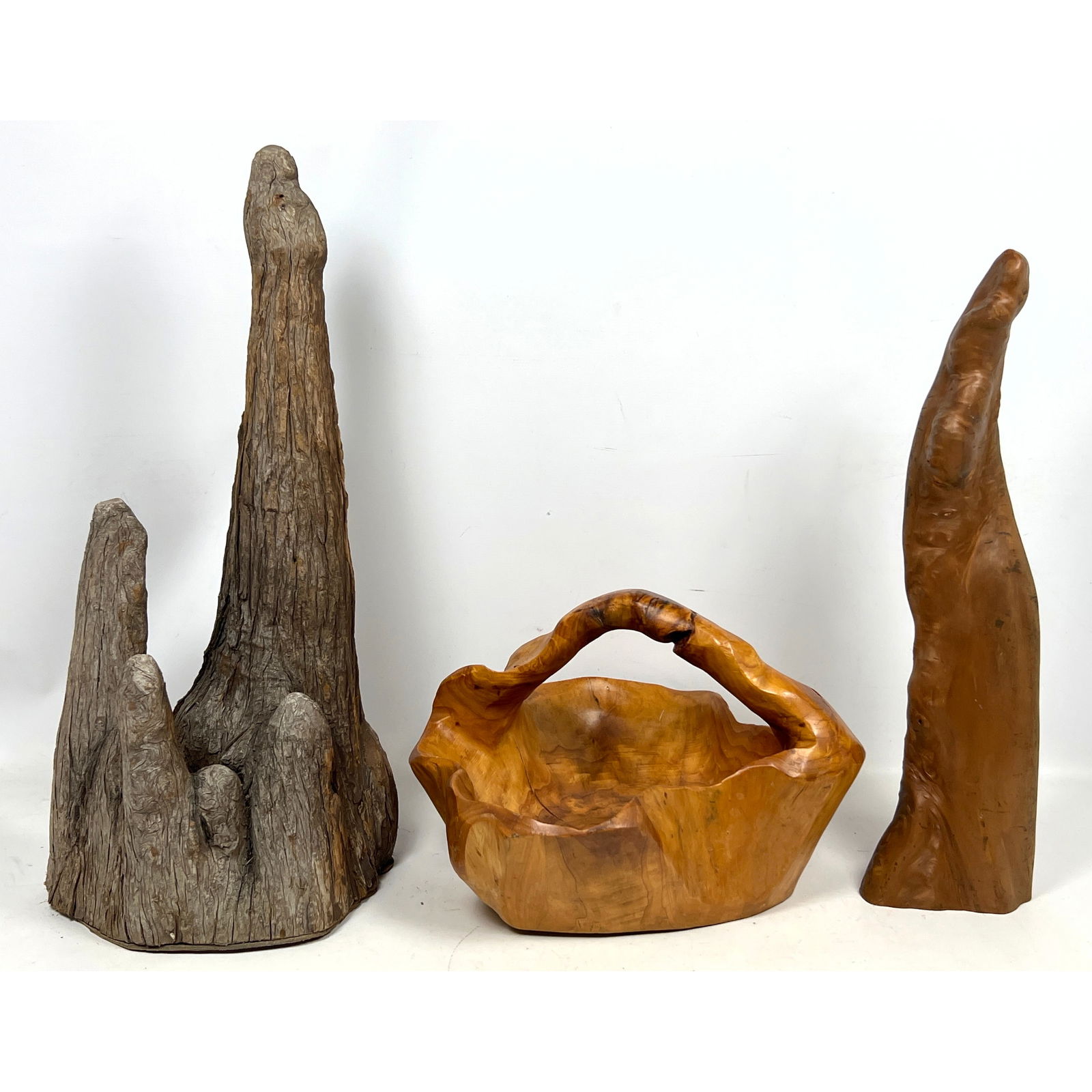 3pcs Root wood. Handled Bowl and 2 Sculptures. Tom Gaskins (1 of 13)