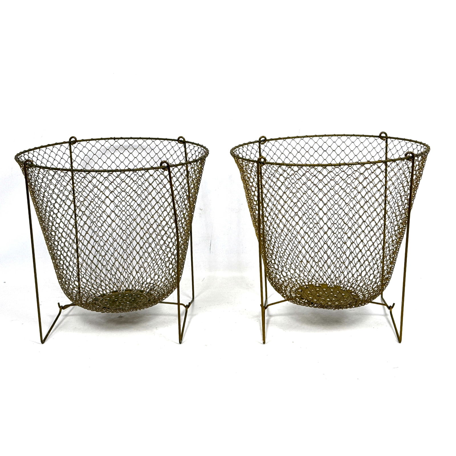 Pair French MAILLINOX collapsible wire mesh waste baskets. (1 of 8)
