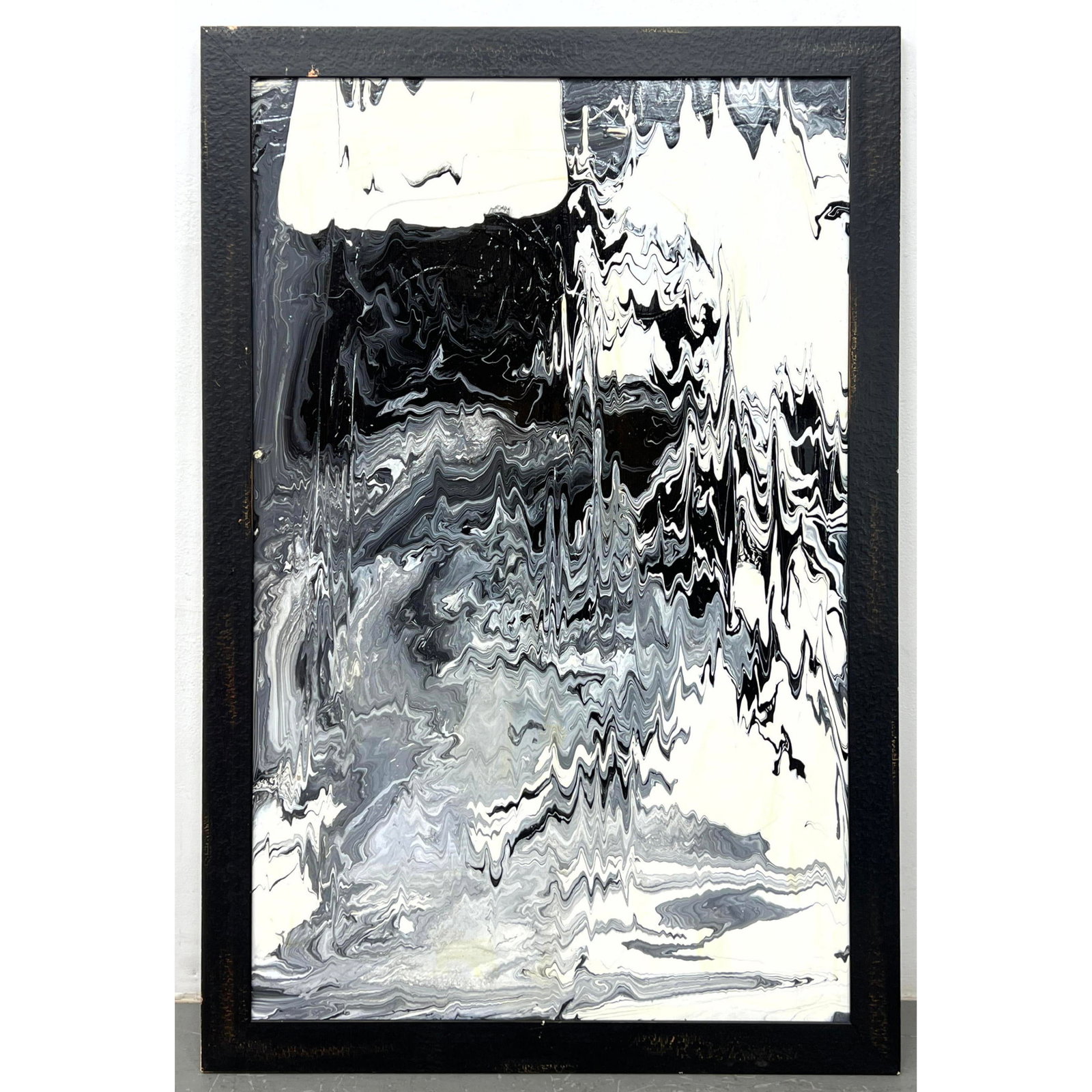 MONQUET 2016 Modernist Abstract Painting. Monochromatic Palette. Signed on reverse of canvas. Framed: MONQUET 2016 Modernist Abstract Painting. Monochromatic Palette. Signed on reverse of canvas. Framed. Dimensions: Height: 49 inches, Width: 33 inches. --- - We offer curbside delivery for most items t