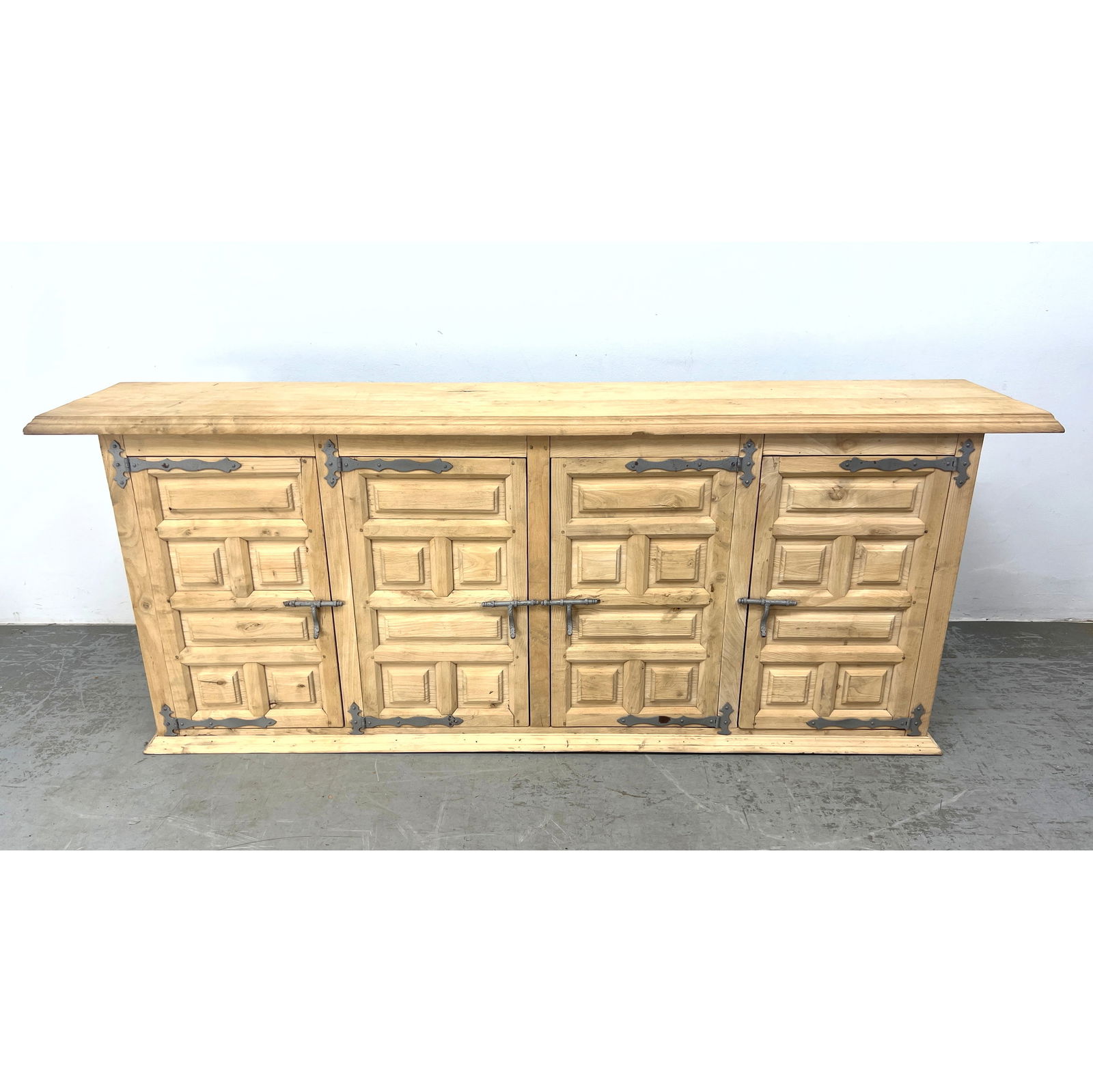 Belgian Paneled Door Sideboard. Rustic Credenza. Rustic Light Wood Cabinet has 4 Doors with Multiple (1 of 13)