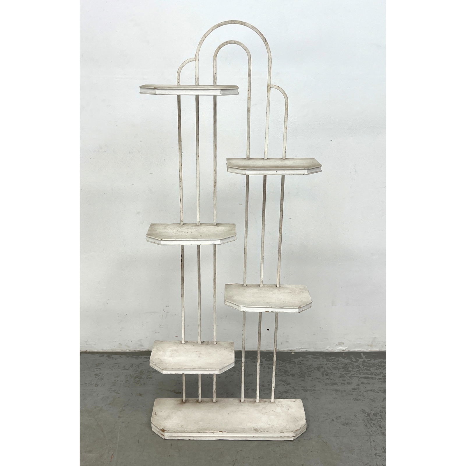 Vintage Art Deco Wood and Metal Display Shelf Plant Stand. (1 of 6)
