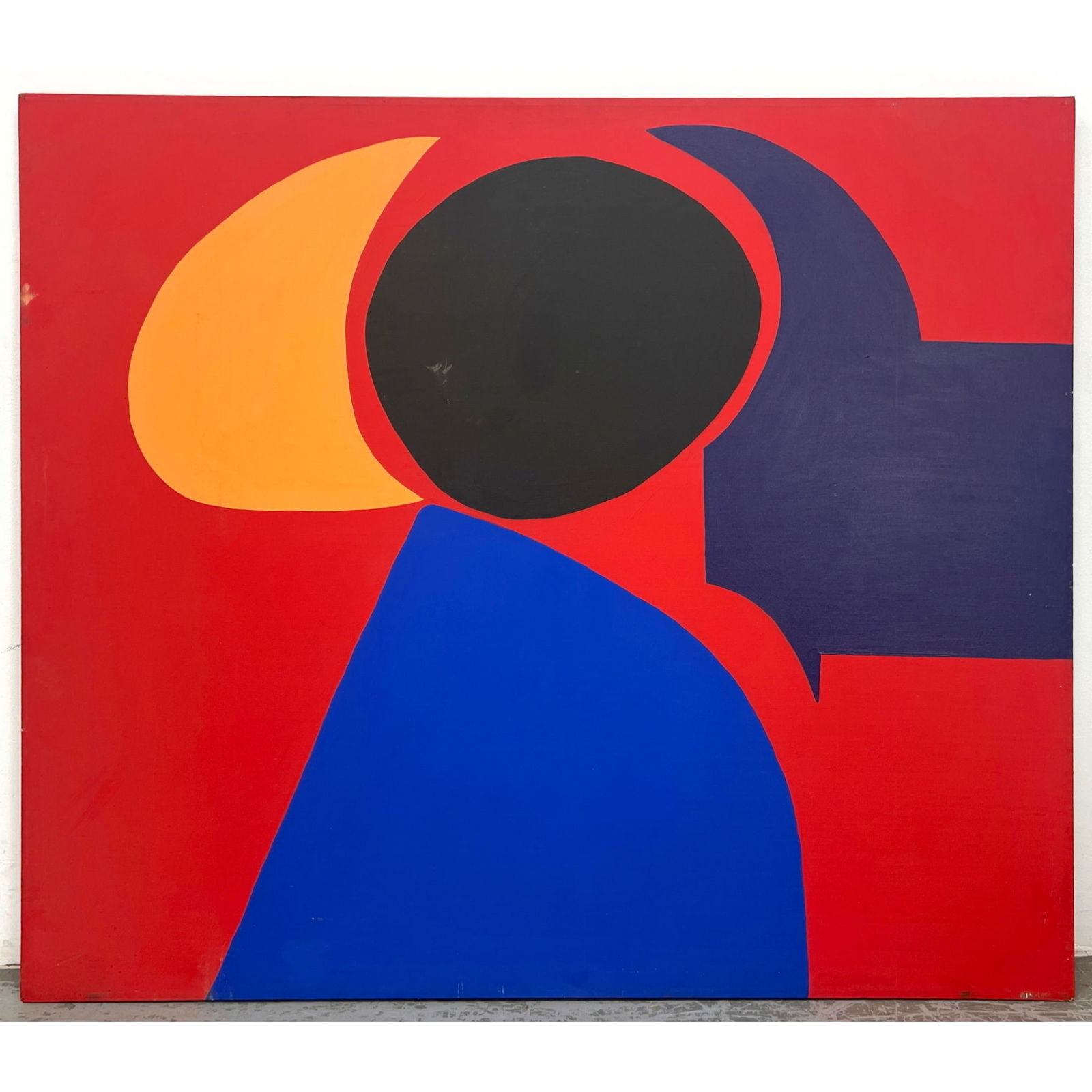 Large ELIZABETH BLUMENTHAL Modernist Abstract Painting. Red Ground with Vivid Bold Color Fields. Acr (1 of 8)