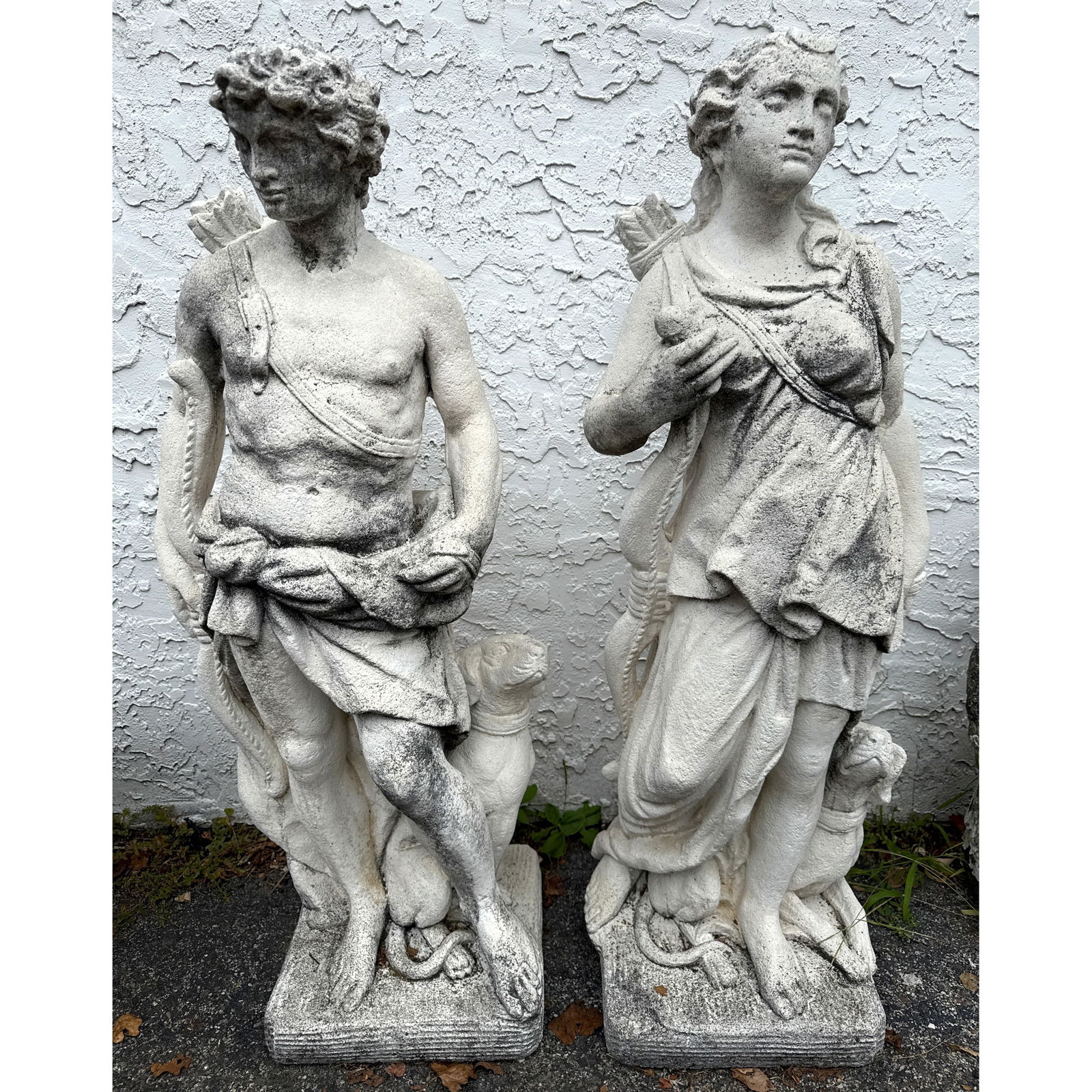2pcs Cast Stone Garden Patio Sculptures. Apollo and Diana. (1 of 12)