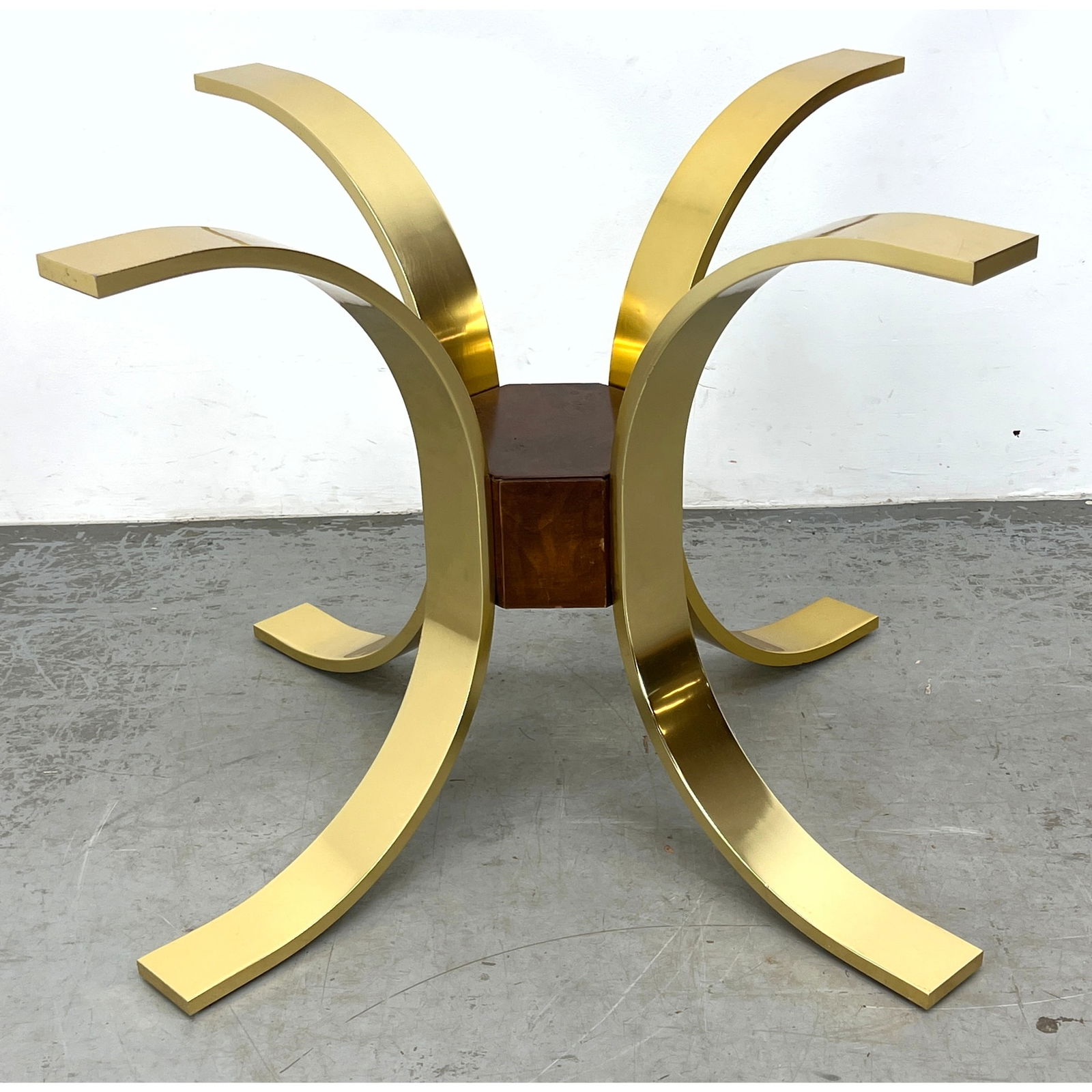 Mastercraft style Dining Table Base. Burl wood center. Unsigned. (1 of 10)