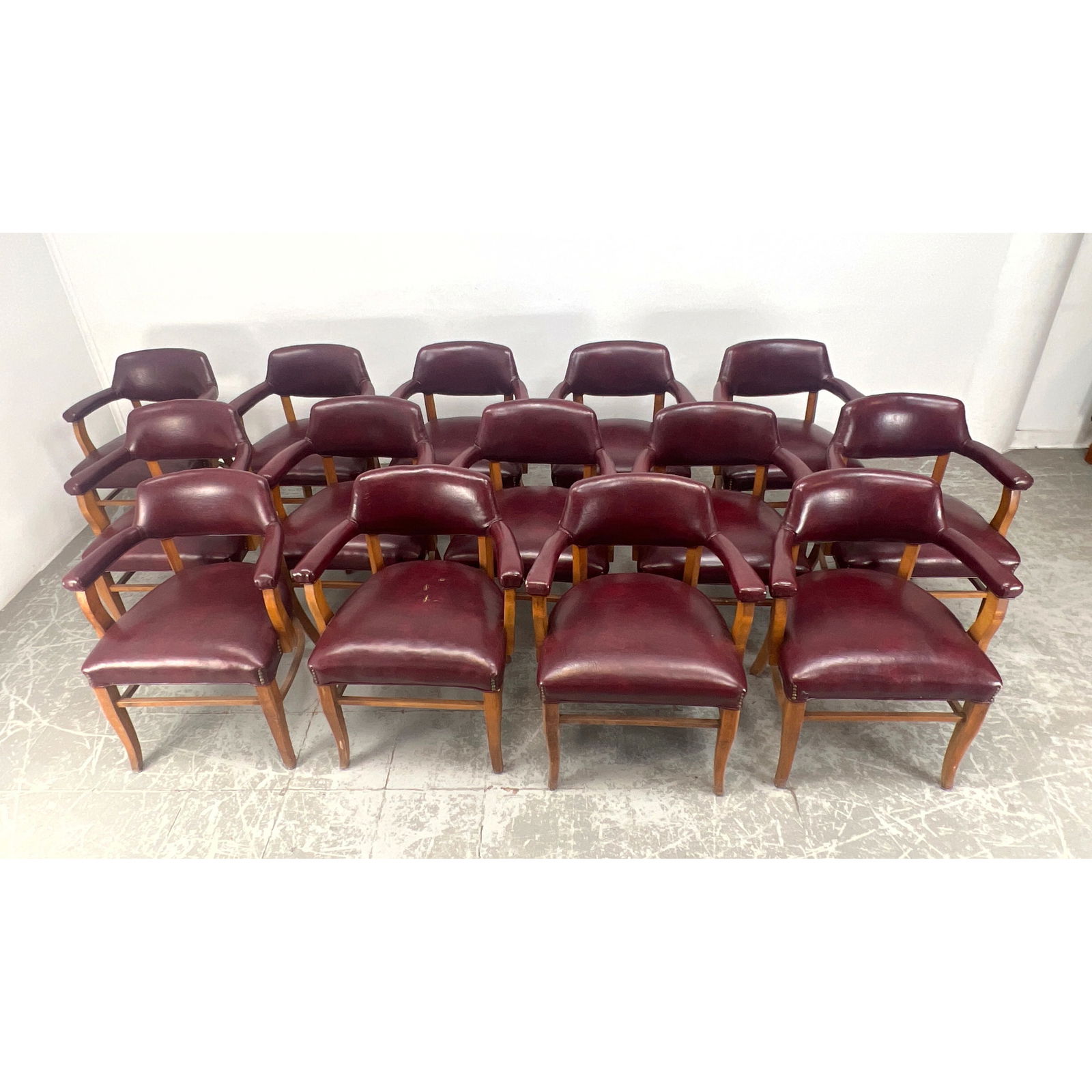 Set 14 Shelby Williams Industries Arm Chairs.: Set 14 Shelby Williams Industries Arm Chairs. Dimensions: Height: 31.5 inches, Width: 24 inches, Depth: 23 inches. - Seat Height: 21.5 inches --- - We offer curbside delivery for most items to NYC, Ma