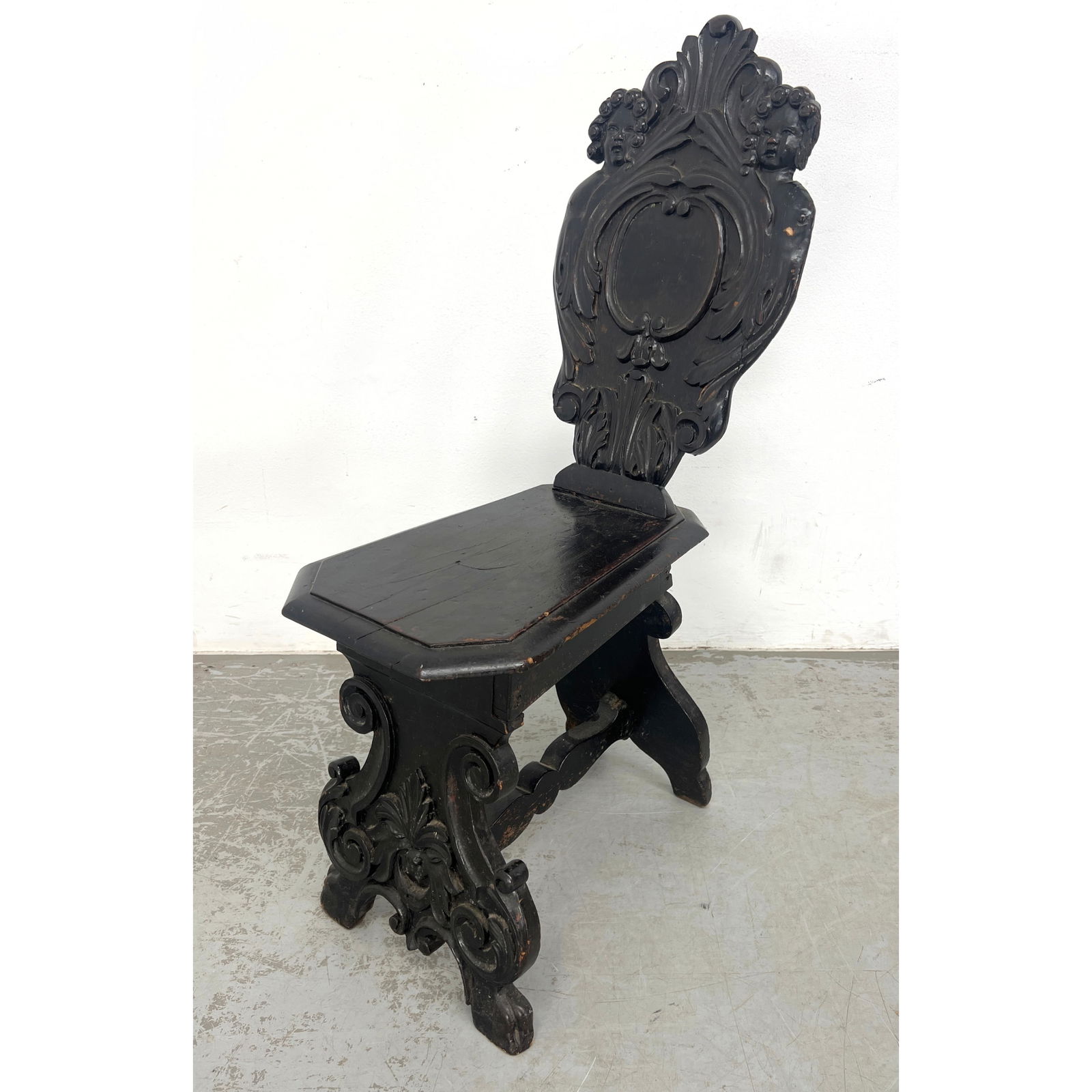 Italian Renaissance Revival carved wood sgabello chair. (1 of 9)