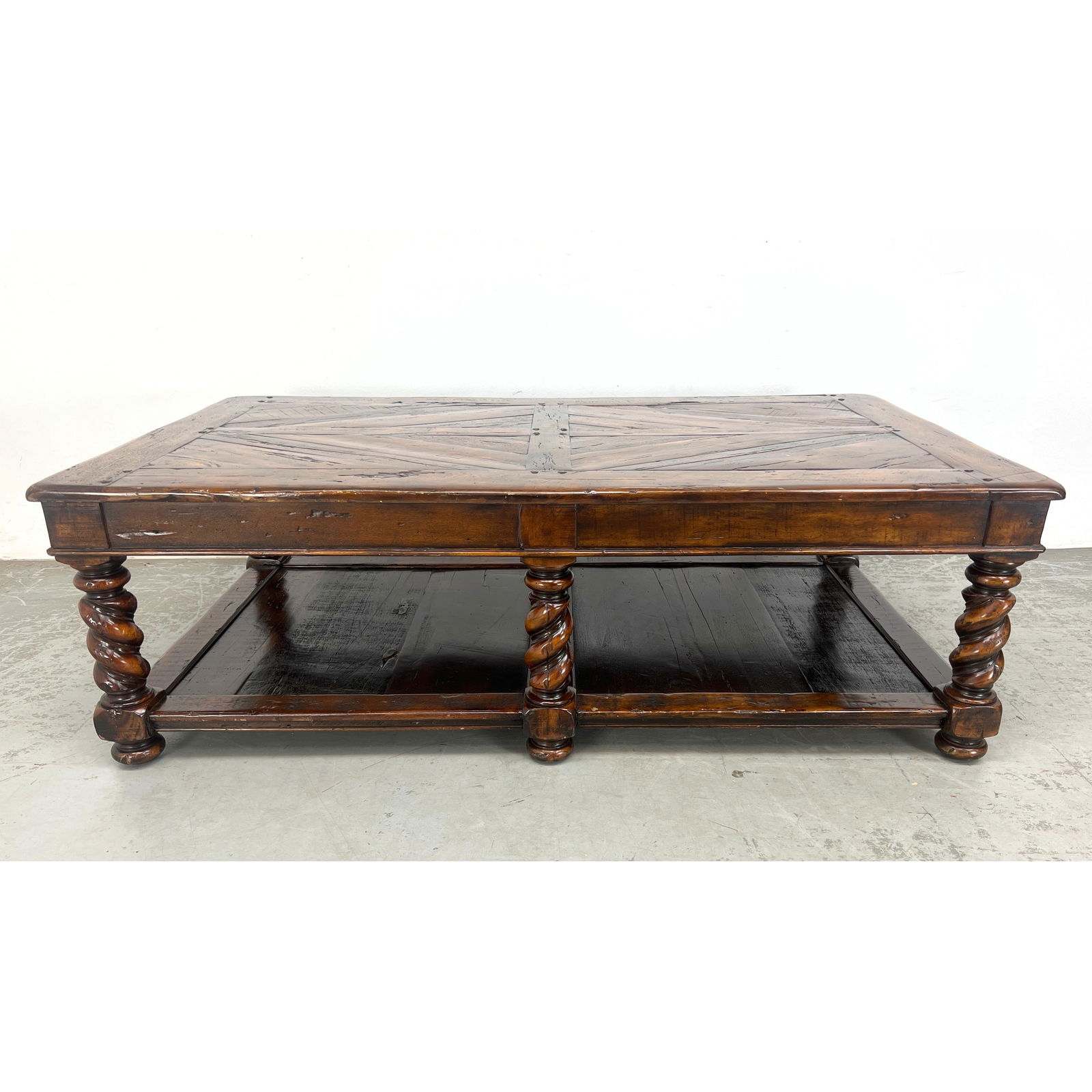 Theodore Alexander 'Castle Bromwich' Collection rectangular two-tier coffee table. Crafted from dark (1 of 10)