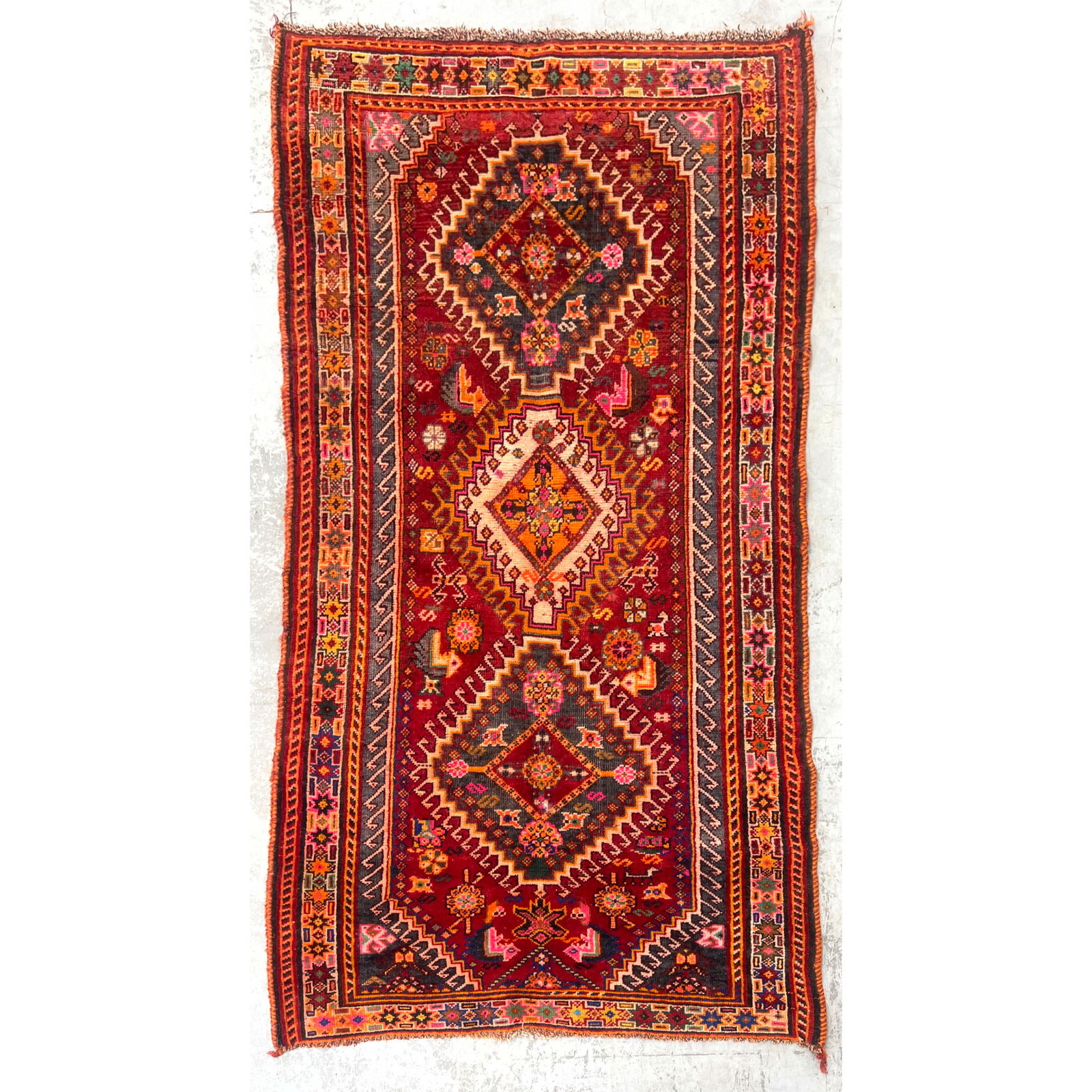 3'3 X 7'2 Handmade Geometric Pattern Runner Rug Carpet. (1 of 7)