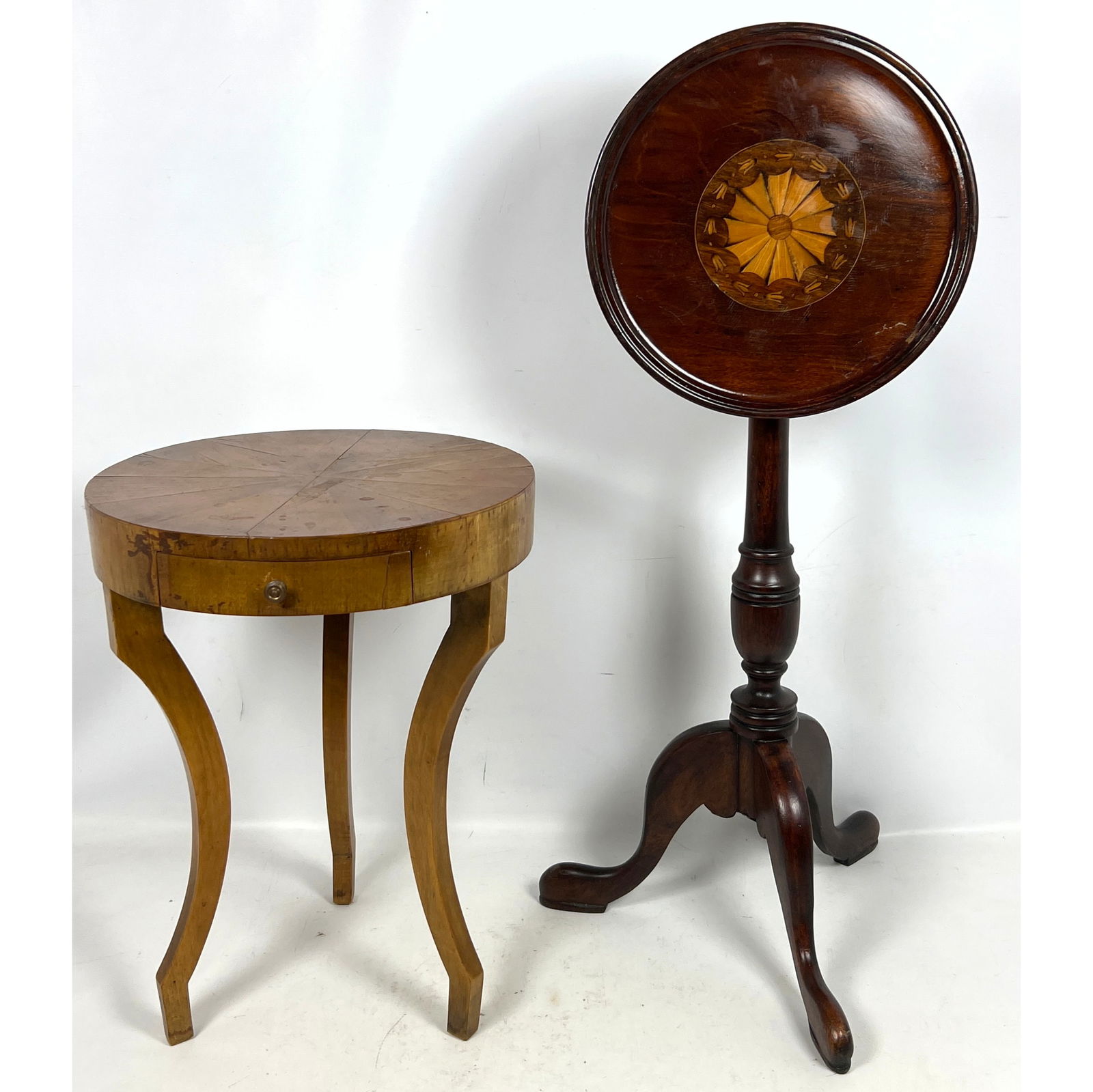 2pcs Traditional Furniture. Small Biedermeier Style Table and Inlaid Tilt Top Fern Stand (1 of 16)