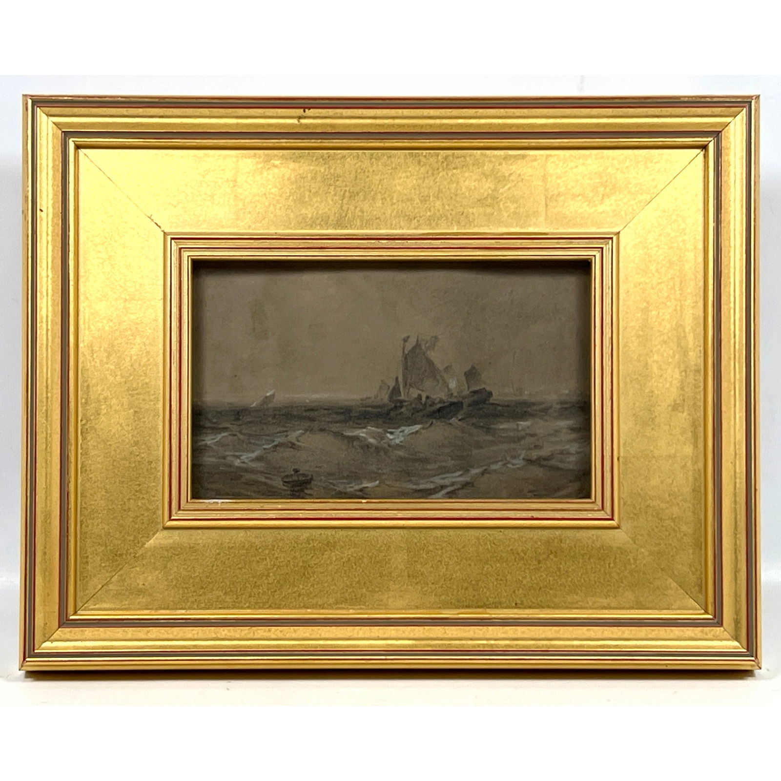 G.W. Nicholson Pastel Painting. Boats on rough seas. (1 of 8)