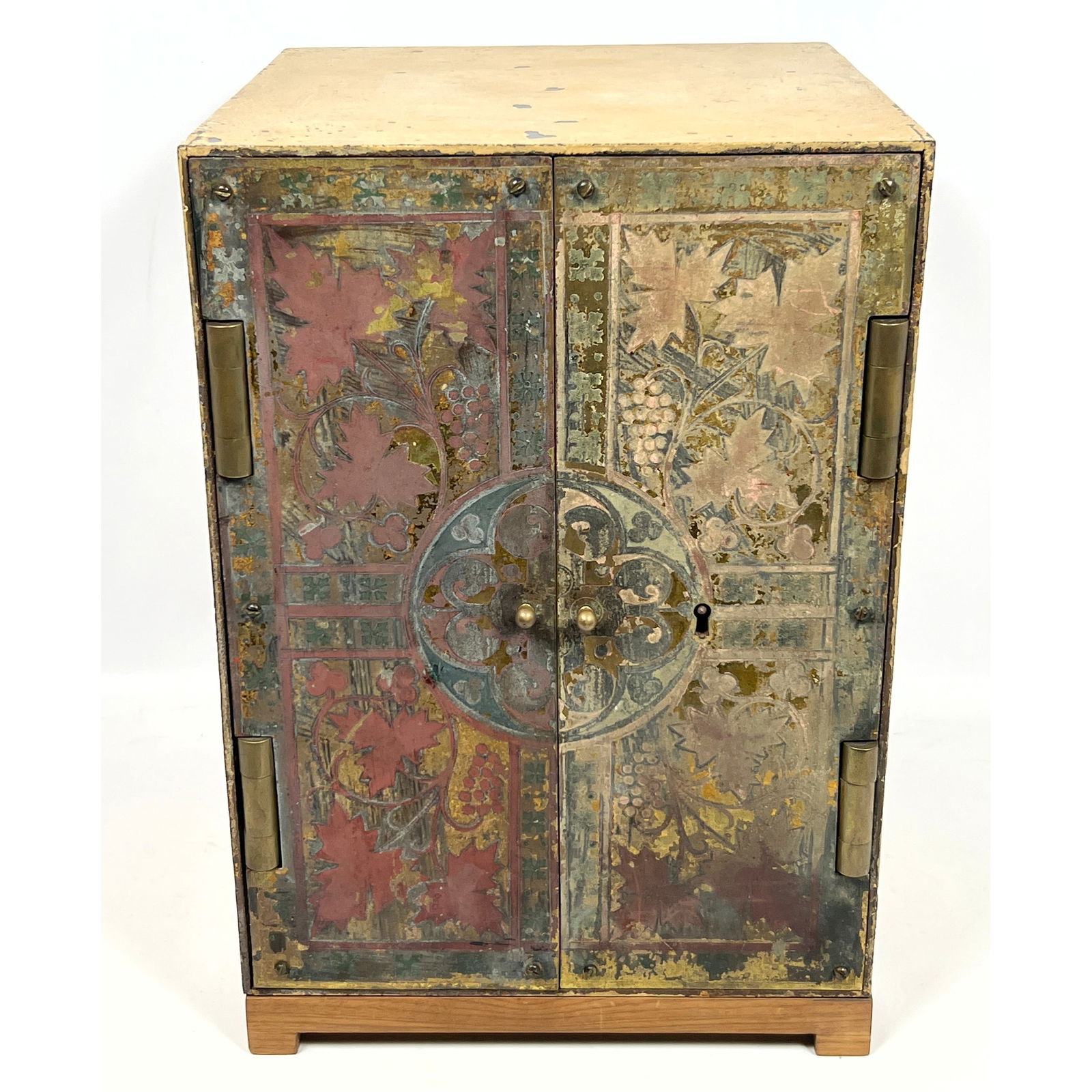 Antique Paint Decorated Strong Box Safe Box.  Floral paint decoration. (1 of 10)