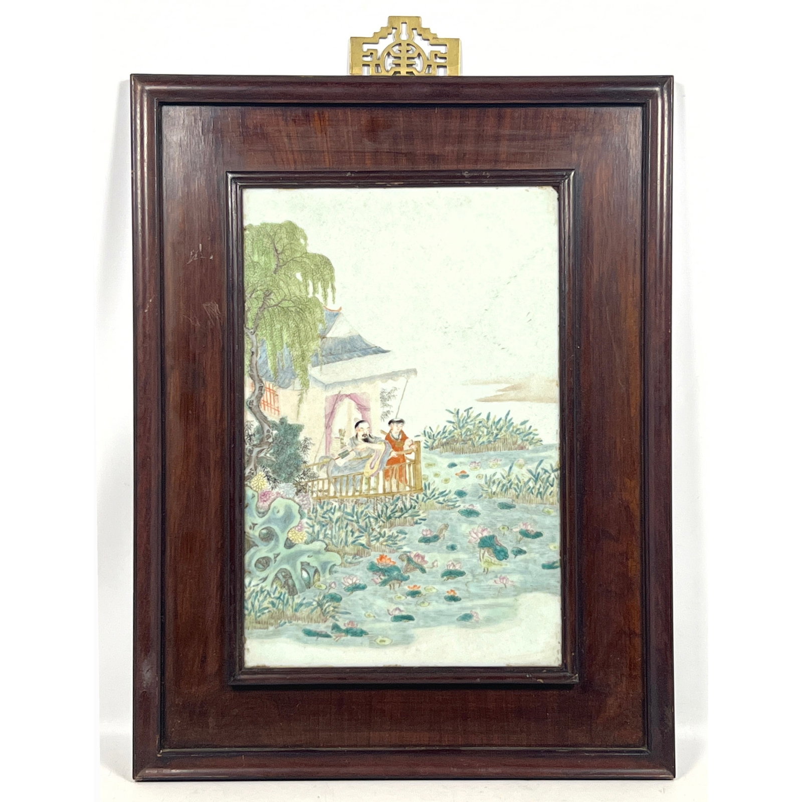 Chinese Famille Rose porcelain plaque.  Wall Hanging. (1 of 7)