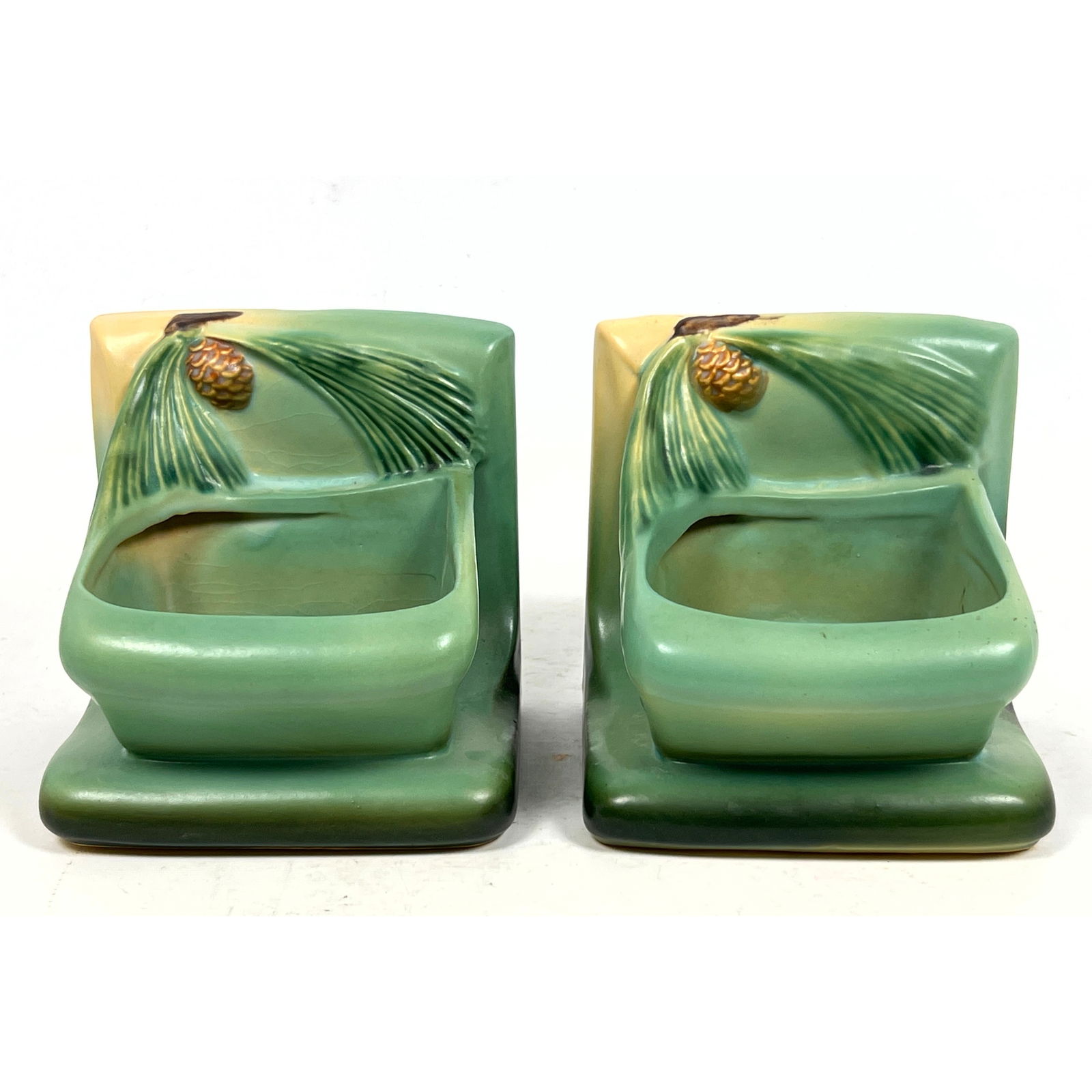 Pr Roseville Green Pinecone  Planter Bookends. American Art Pottery (1 of 11)