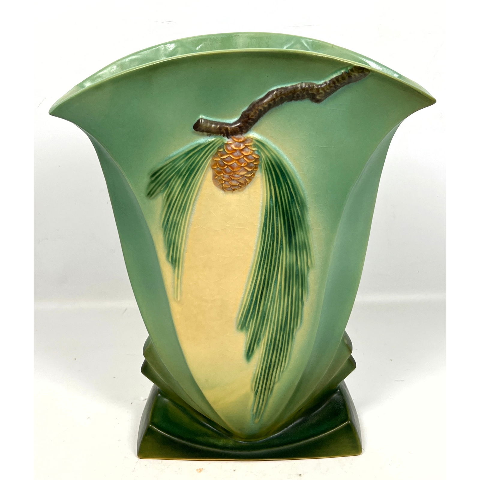 Roseville Green Pinecone  Tall Flared Top Vase. American Art Pottery (1 of 9)