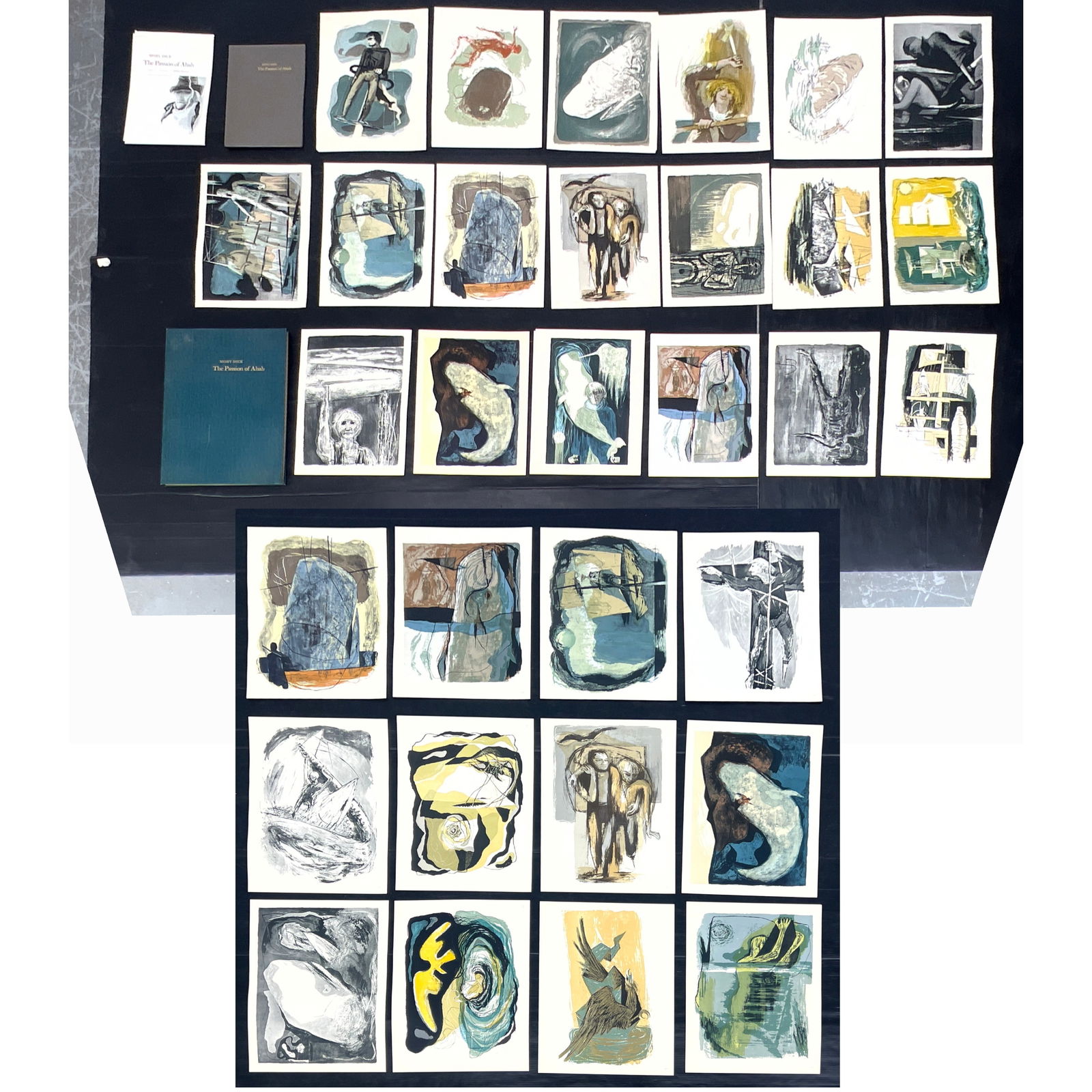 31pc Moby Dick The Passion Of Ahab Spruance Illustrations. Large Boxed Portfolio. 31 illustrations L: 31pc Moby Dick The Passion Of Ahab Spruance Illustrations. Large Boxed Portfolio. 31 illustrations Lithographs Plus Illustrated Front Page. Dimensions: Height: 23.25 inches, Width: 17.25 inches, Depth