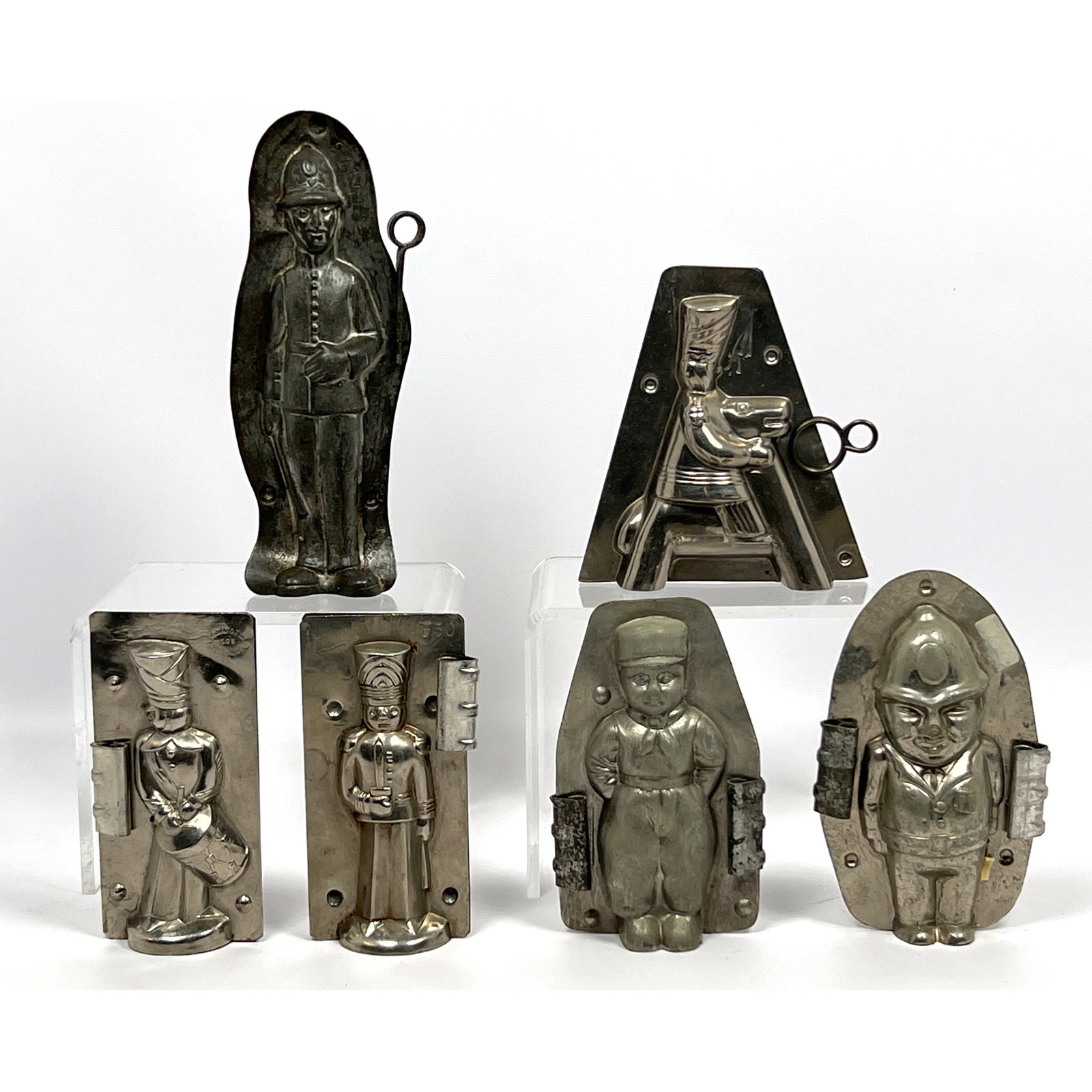 Collection 6 Vintage Figural Metal Molds. 1) Bobby English Policeman. 2). Soldier with Drum 3) Soldi (1 of 19)