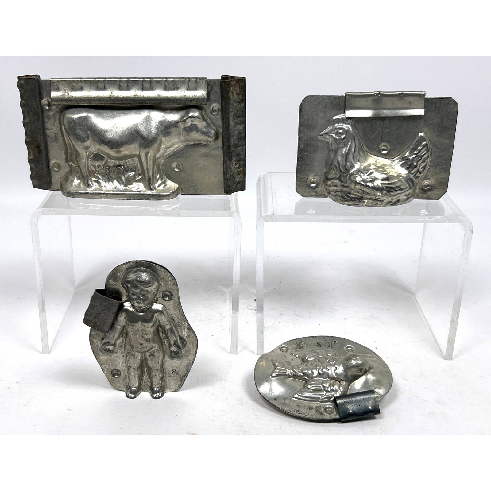 Collection 4pc Confectionary Chocolate Molds. 1) Cow. 2) Chicken. 3). ANTON REICHE, Dresden Little B (1 of 16)