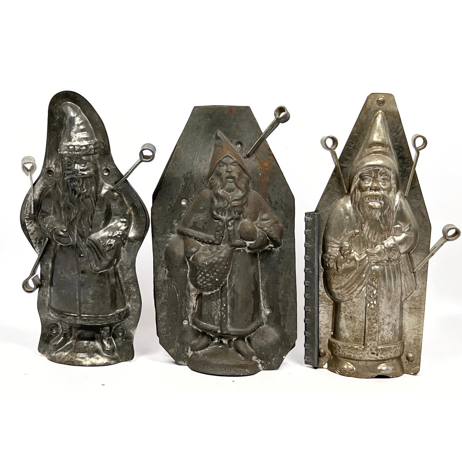 3pc Vintage Santa Claus Chocolate Confectionary Molds. Three standing St Nicks. (1 of 16)