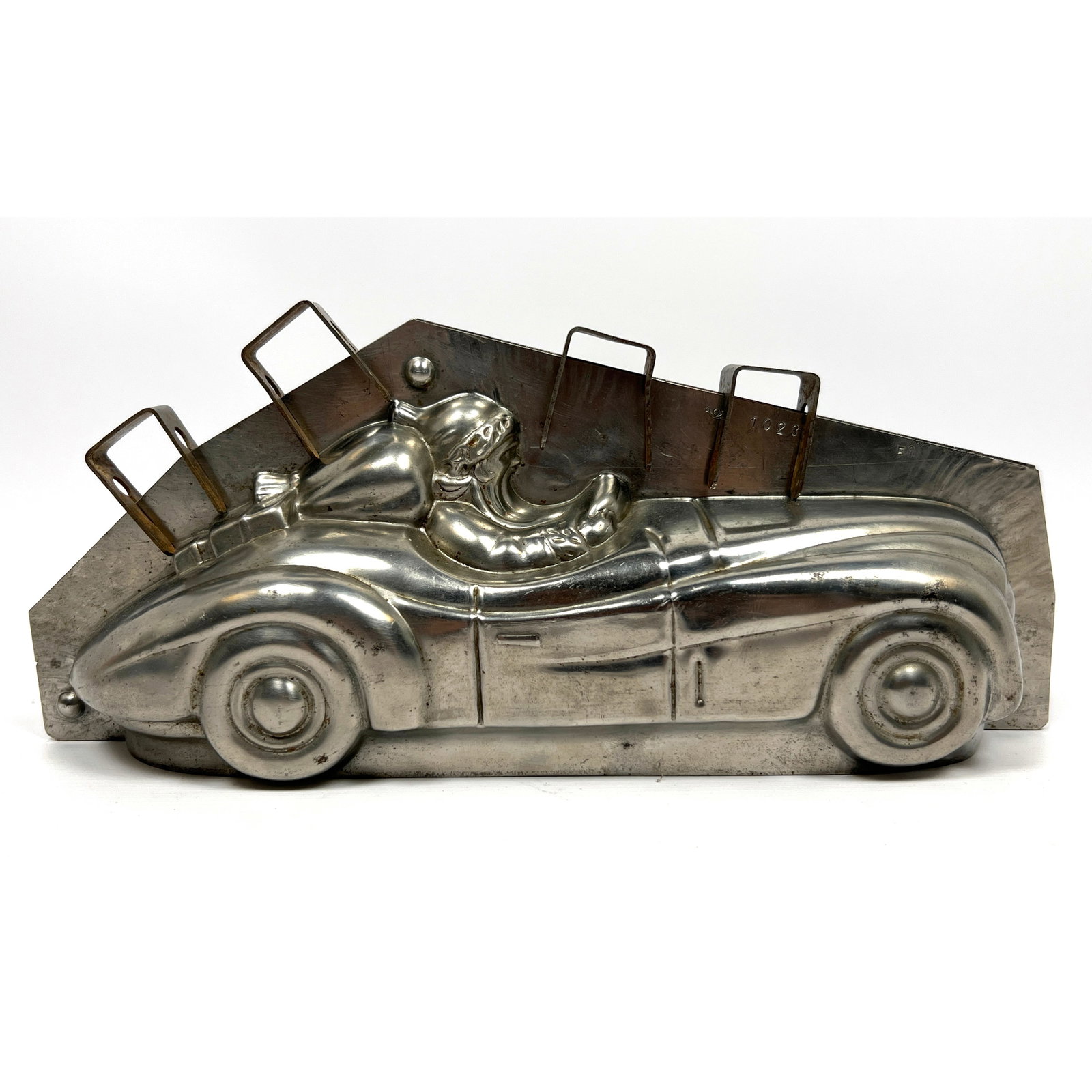 Vintage Santa Claus in Race Car Chocolate Mold. Sweets. Candy. Marked with Horn; 1023. (1 of 12)