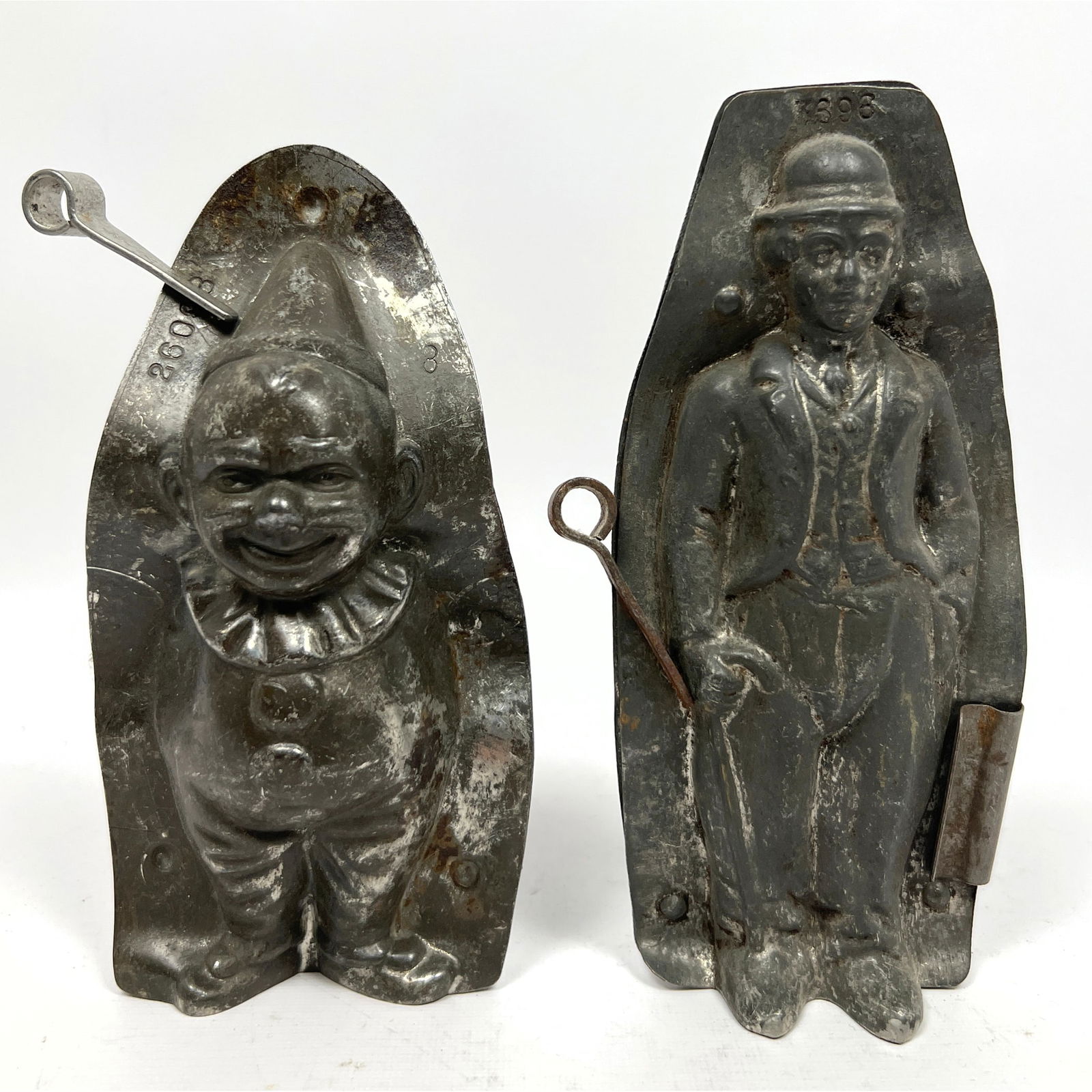 2pc Vintage Chocolate Molds. 1) LETANG FILS Male Figure wearing suit, hat and cane. Manufacturer's m (1 of 16)