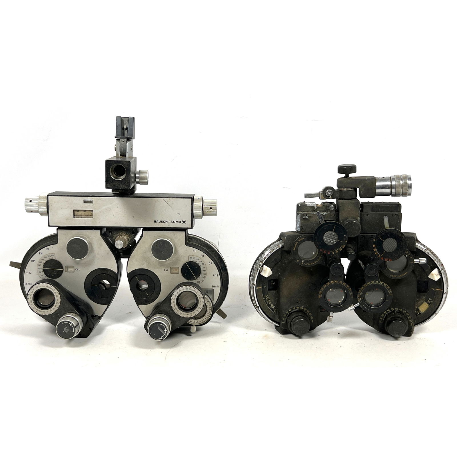 2 vintage phoropters. optical instruments used for vision examination, primarily constructed from me (1 of 14)