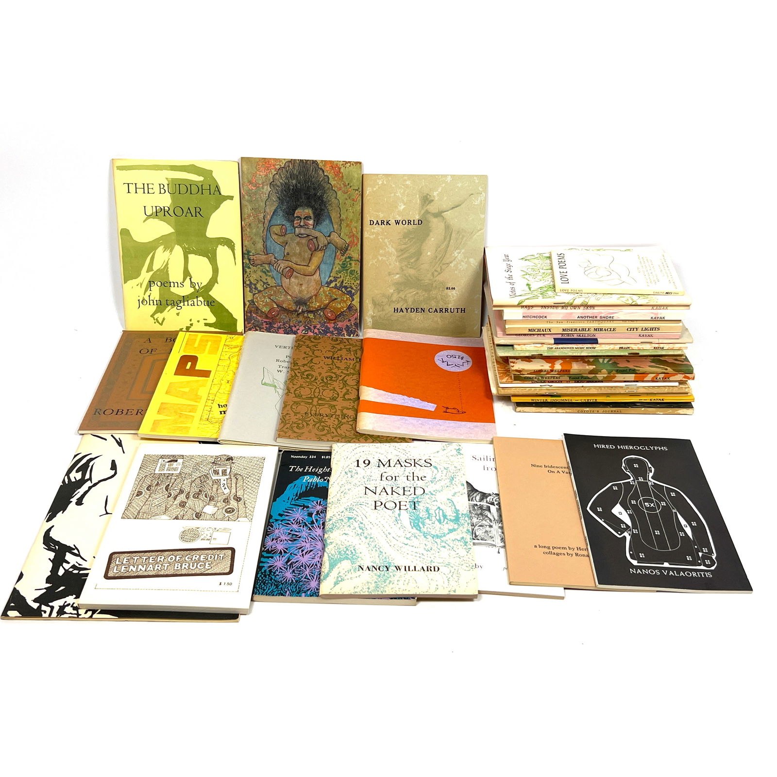 Lot of Art Poetry Books and Booklets. 19 Masks for naked poets, Dark world, Sailing away from night, (1 of 7)