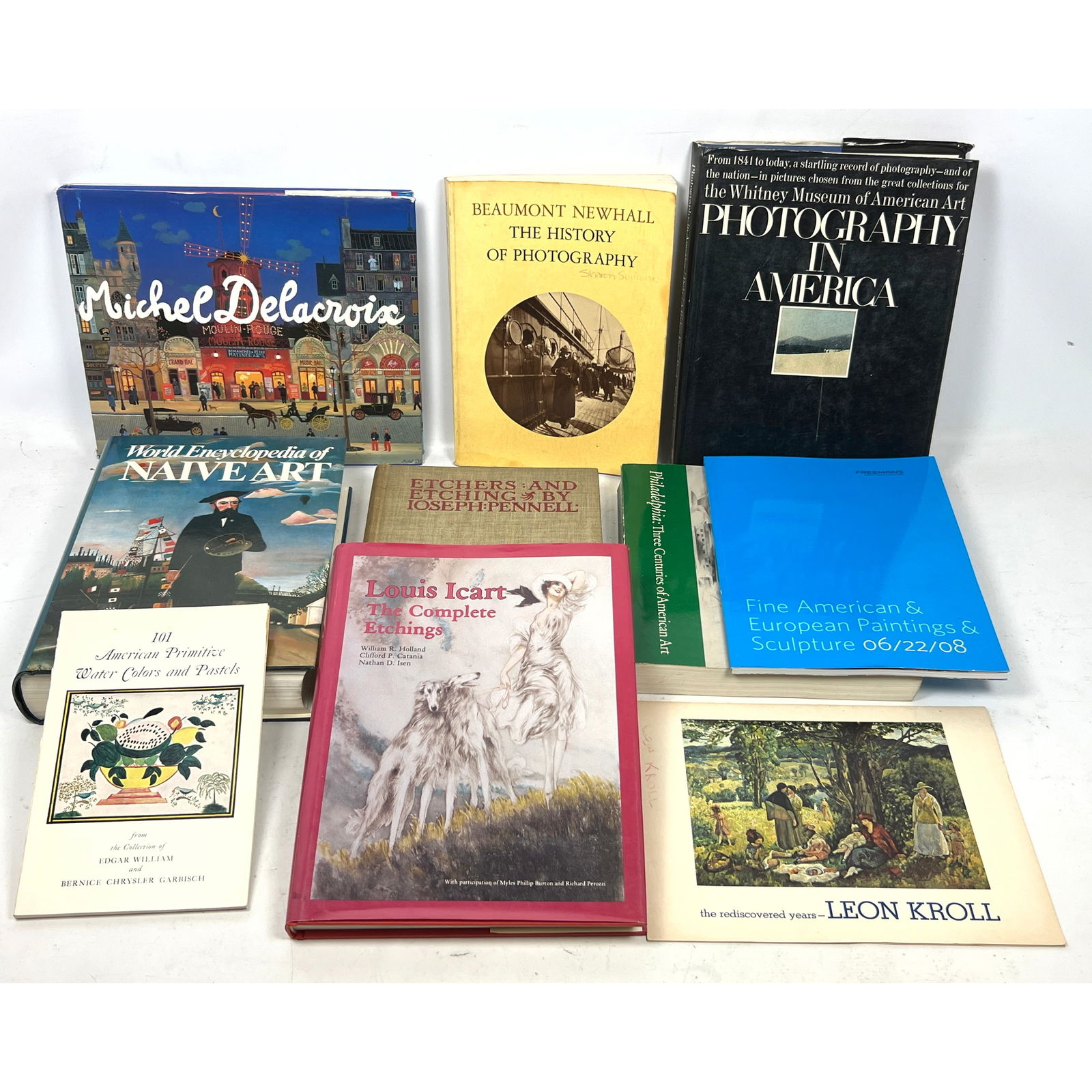 10pcs Art Books. Signed Michel DeLacroix, Photography, Joseph Pennell etchings, Icart, Naive Art,: 10pcs Art Books. Signed Michel DeLacroix, Photography, Joseph Pennell etchings, Icart, Naive Art, Dimensions: Height: 10.25 inches, Width: 12.5 inches, Depth: 1 inches. --- US Packing and Shipping cha