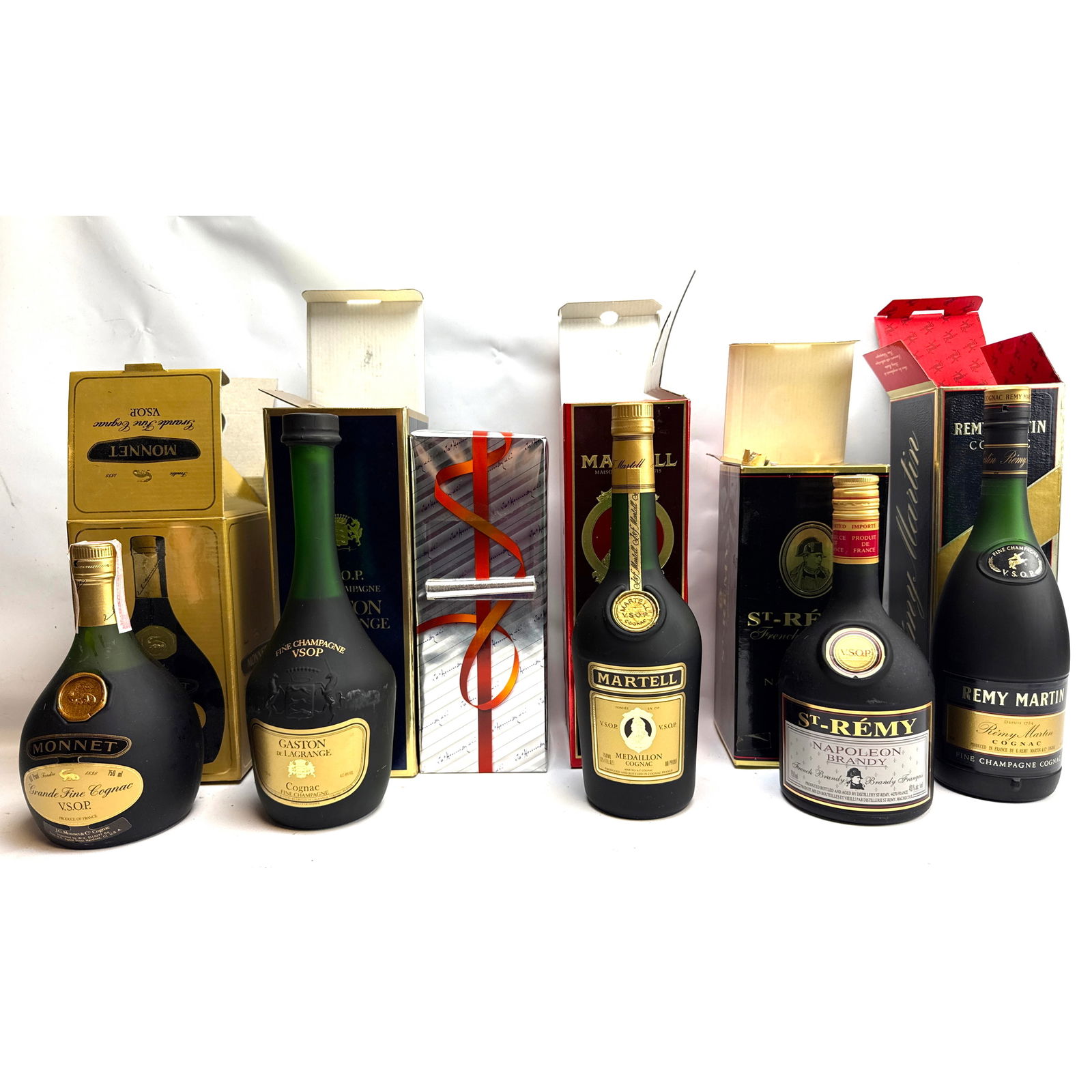 6pcs Bottles. Remy Martin, Monnet Cognac, Gaston Champagne, Hennessy, Martell, St Remy Napoleon, (1 of 20)