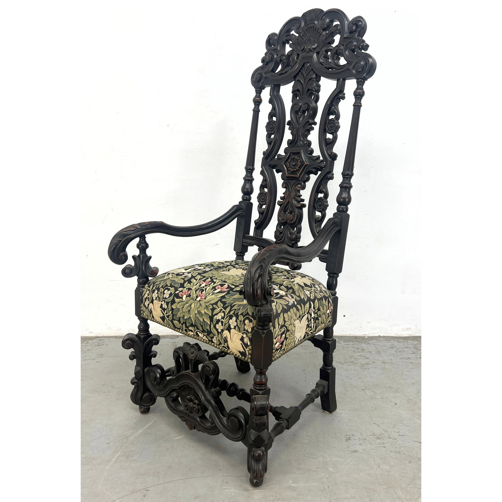 Antique carved back Gothic Arm Chair. (1 of 11)