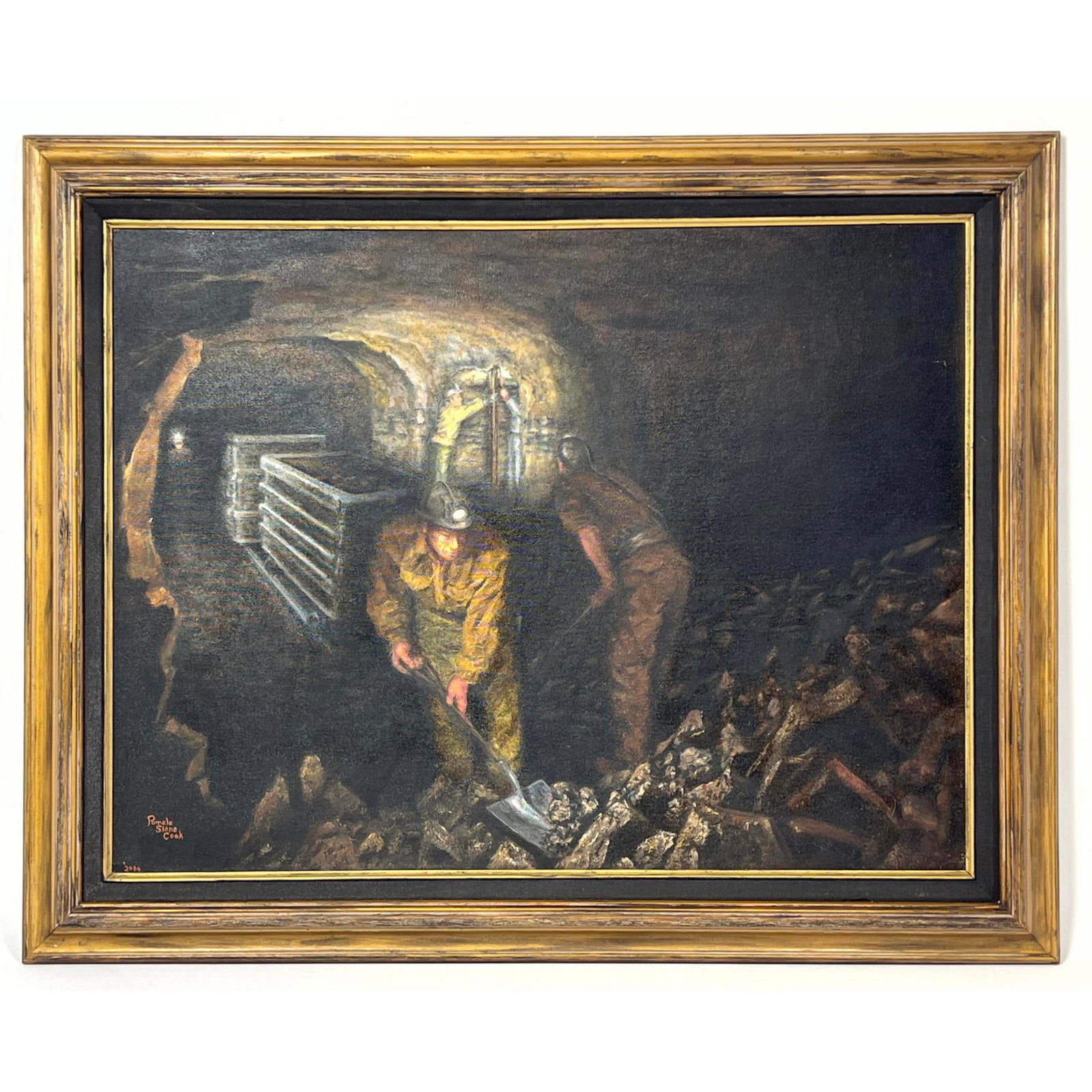 Pamela Slone Cook Painting on Board. Workers in a Coal Mine. (1 of 9)