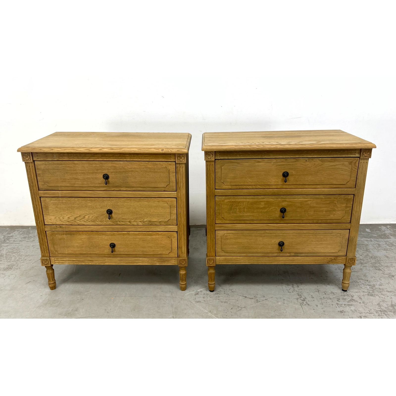 Pr RESTORATION HARDWARE Oak Bachelor's Chests. Night Stands. "Louis XVI Nightstand Woak" c. 2011. No (1 of 13)