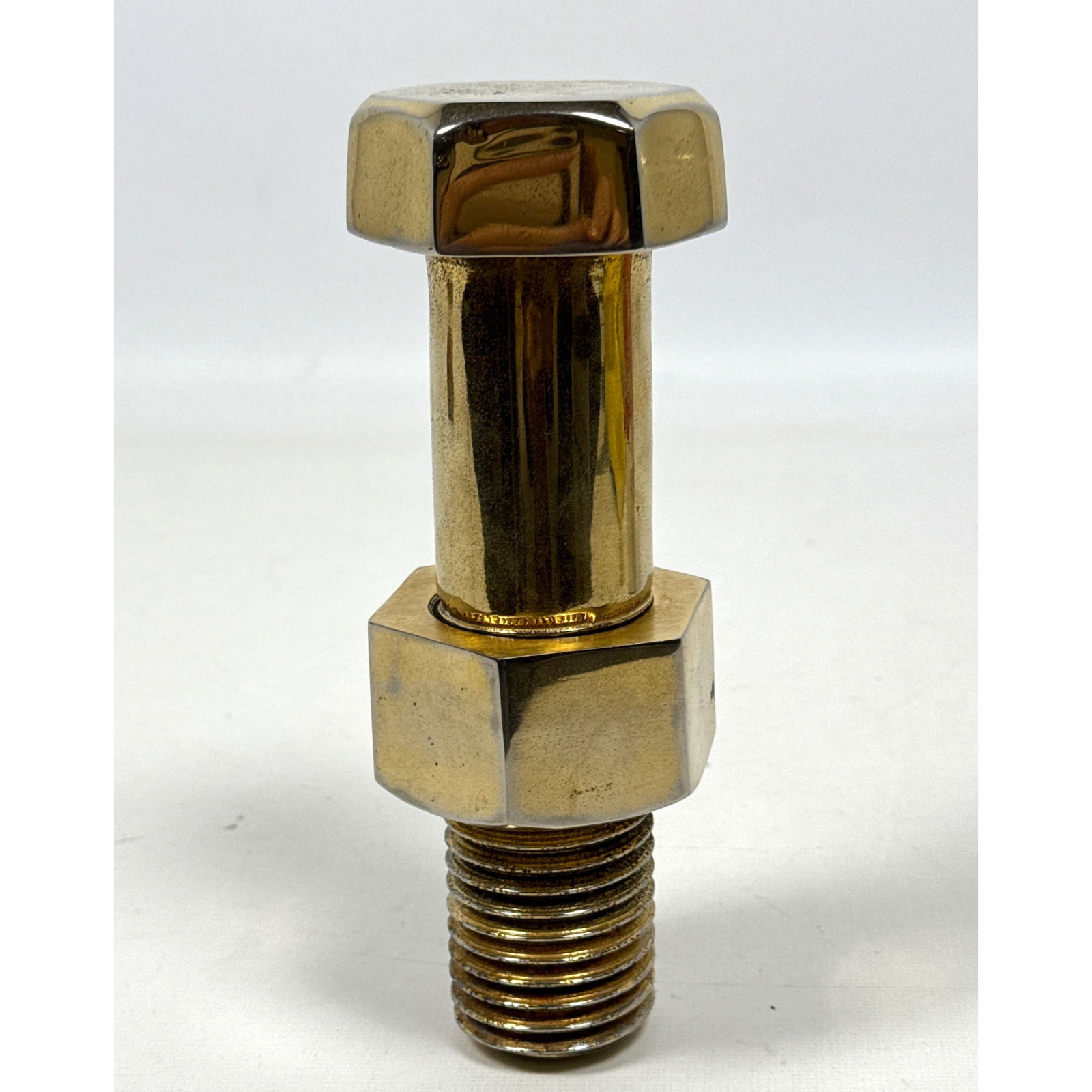 Oversized Nut and Bolt Modernist Sculpture. Paperweight. Brass Plated Design. Can stand or rest on s (1 of 9)